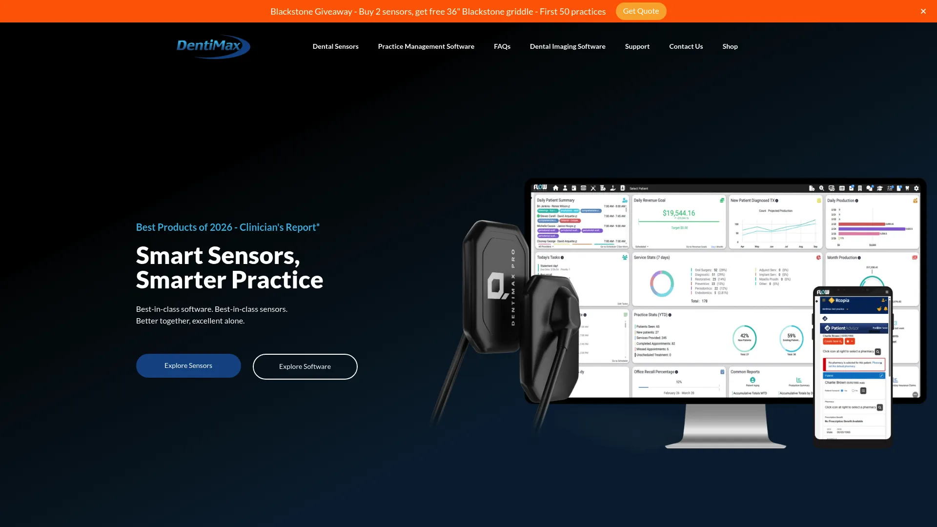DentiMax dental practice management and imaging software homepage