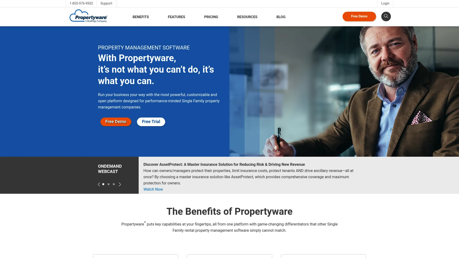 Propertyware property management software homepage
