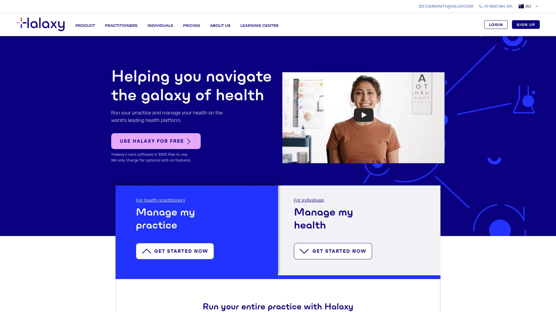 Halaxy practice management software homepage