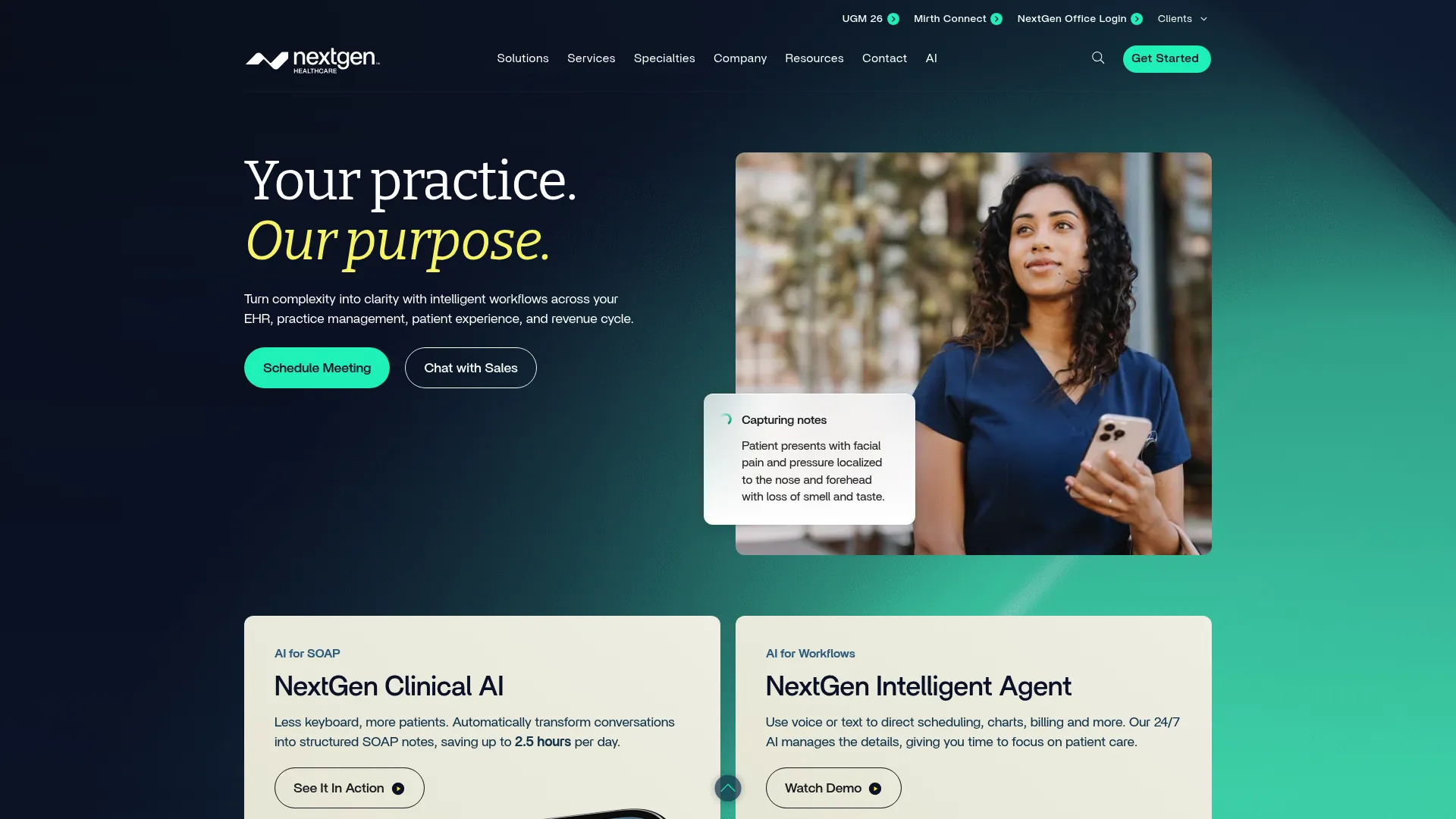 NextGen Healthcare practice management software homepage