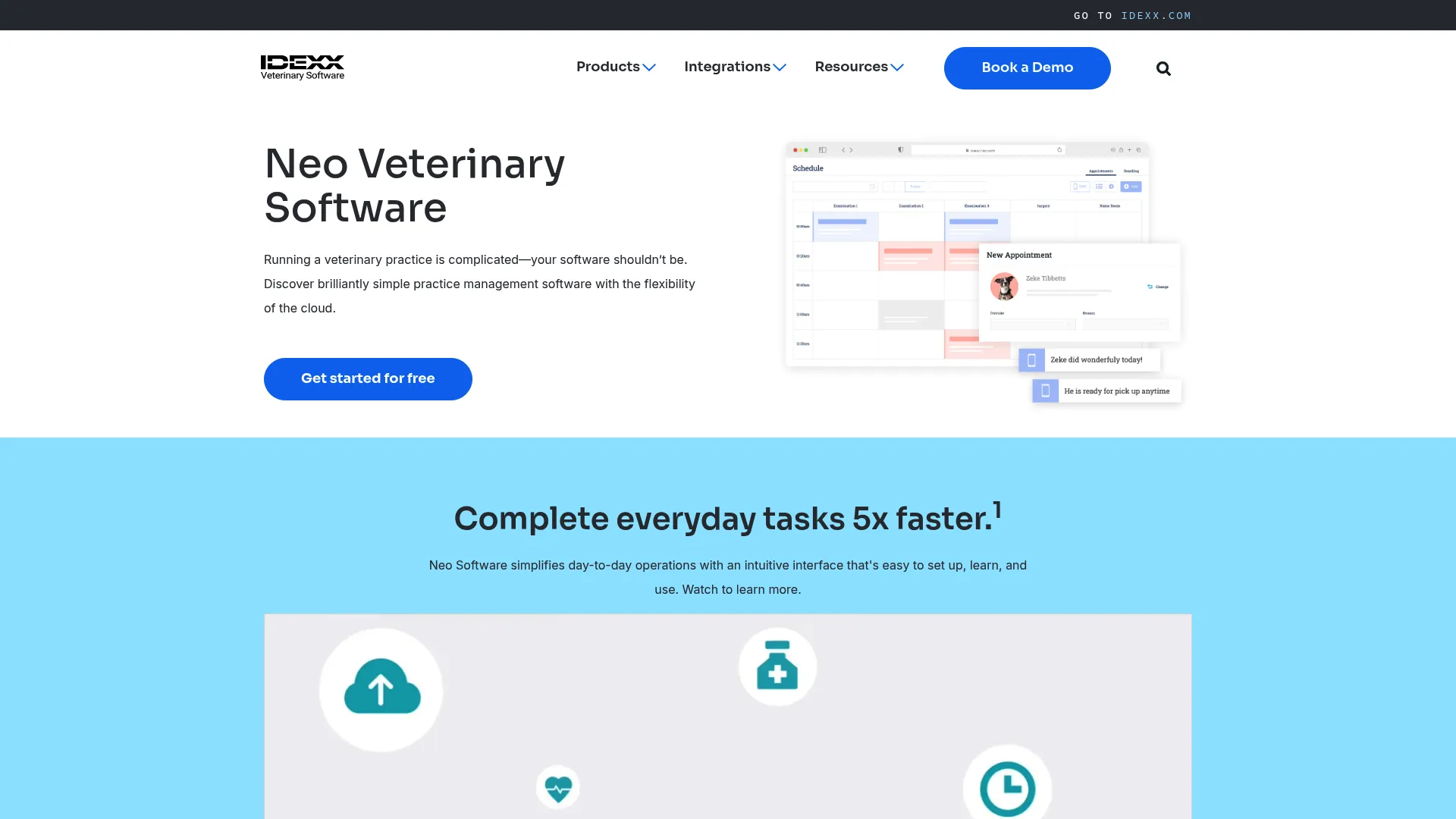 IDEXX Neo cloud-based veterinary practice management dashboard