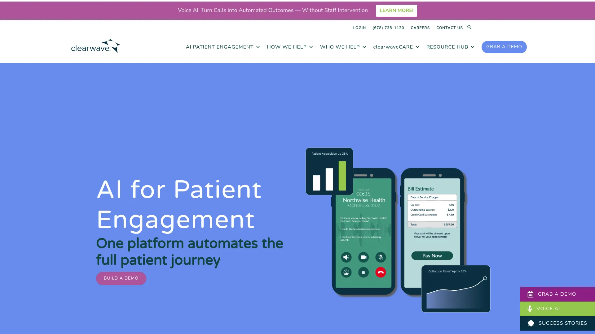 Clearwave AI patient engagement platform homepage