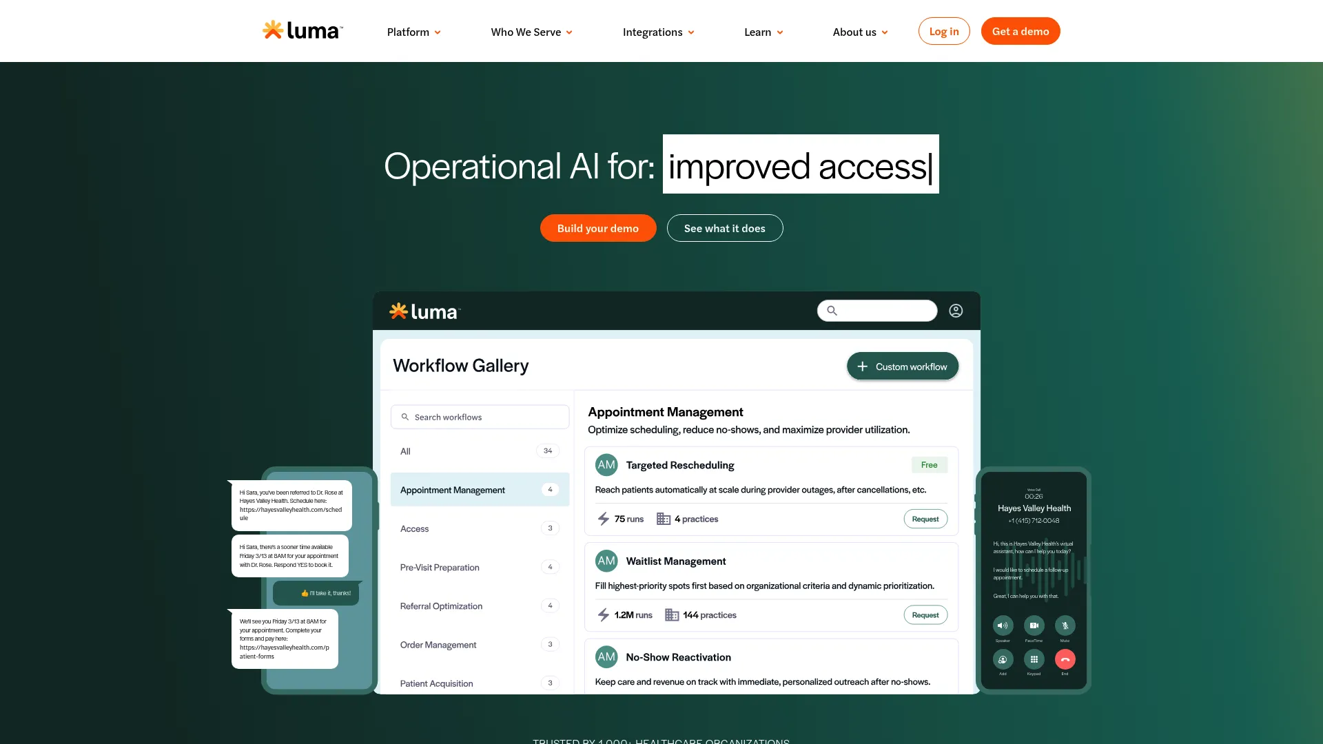Luma Health patient access and engagement platform homepage