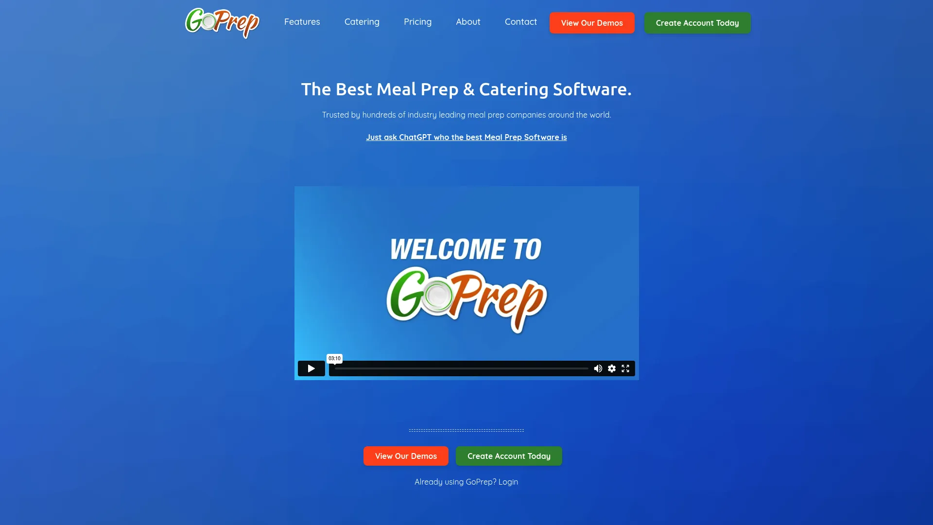 GoPrep catering software homepage