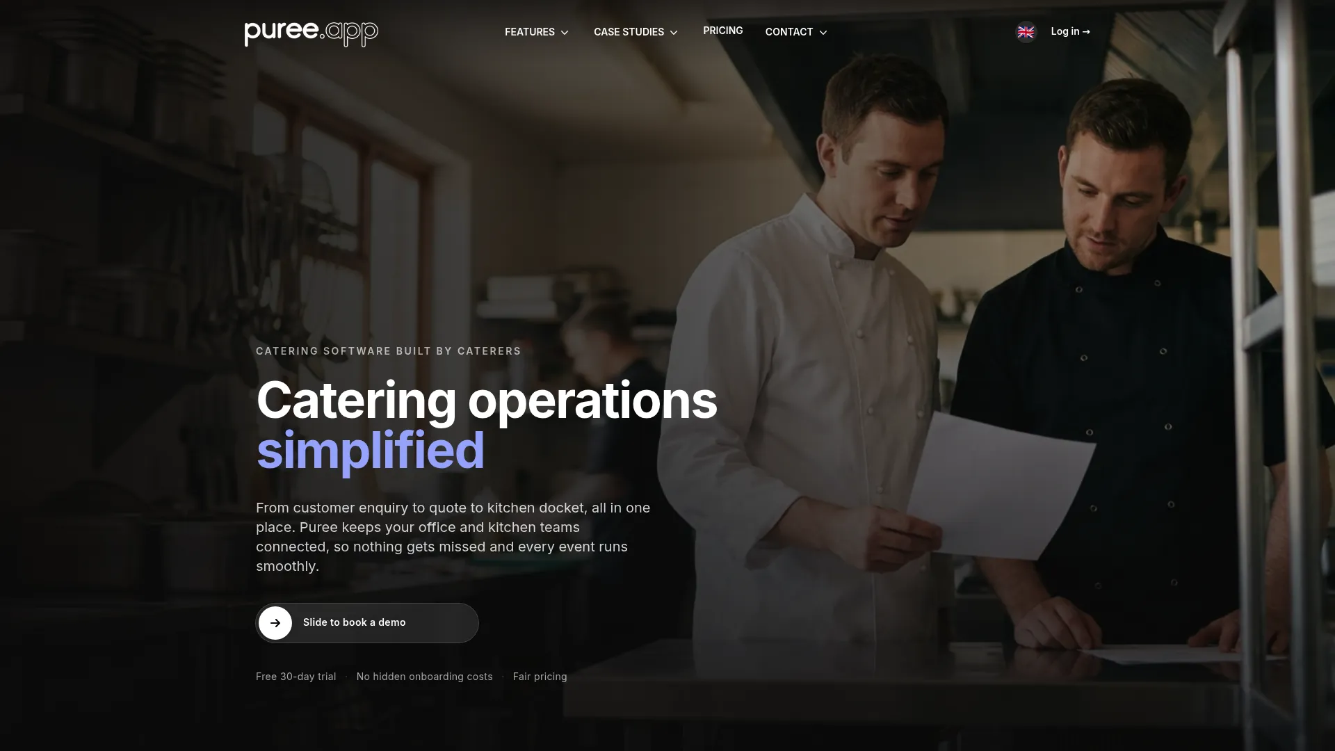 Puree catering software homepage