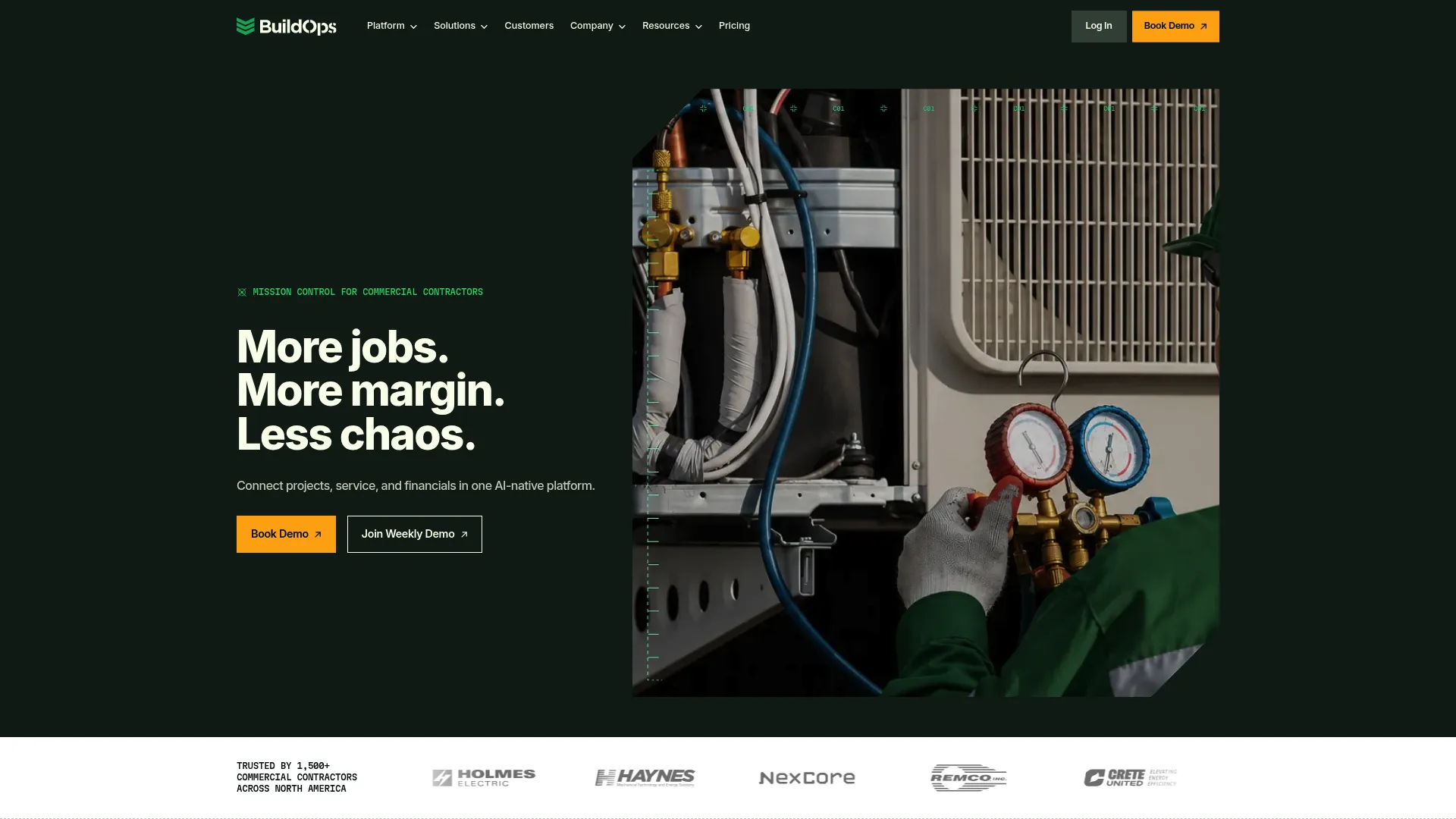 BuildOps commercial contractor operations platform homepage