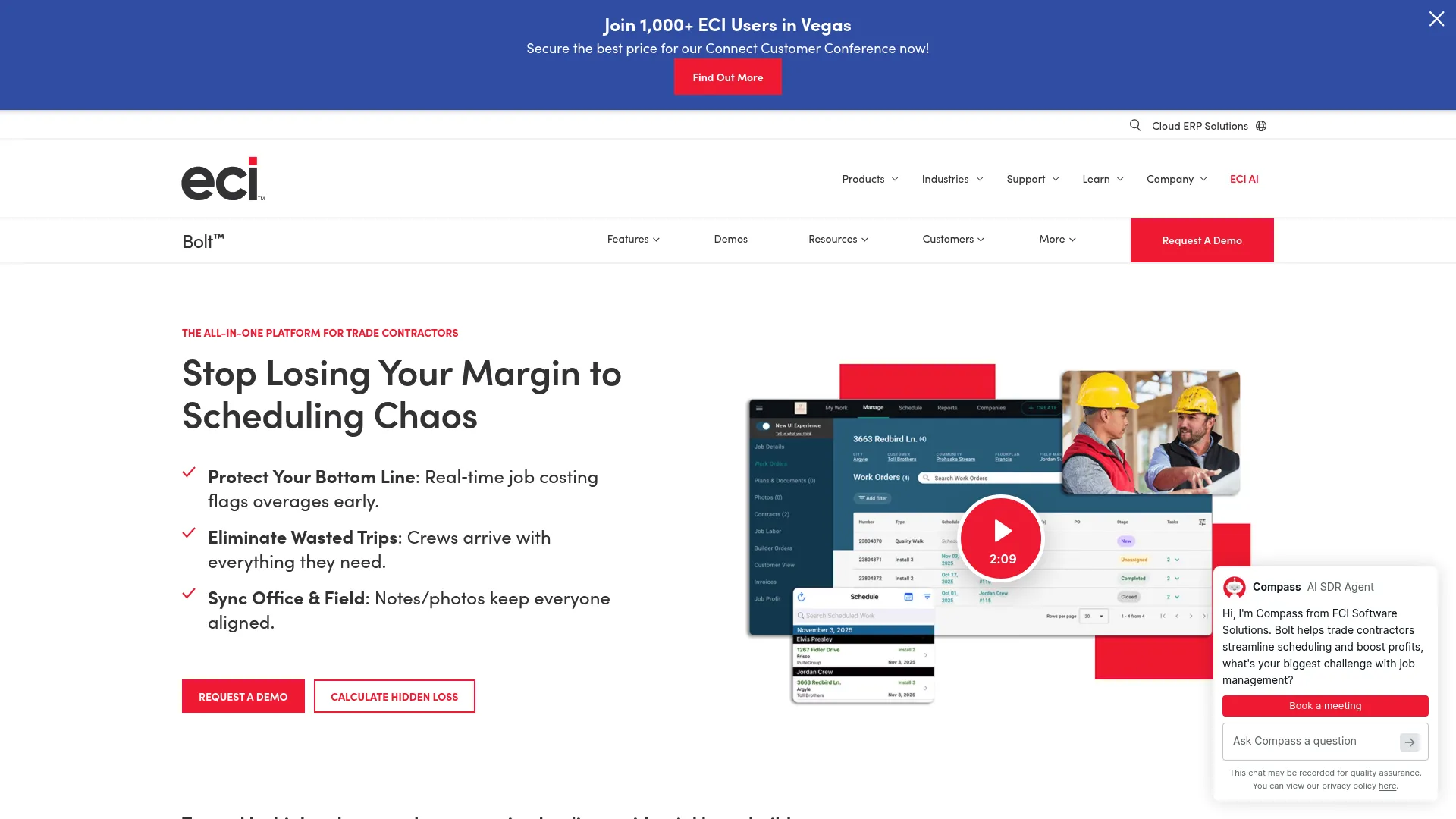 Bolt trade contractor software homepage