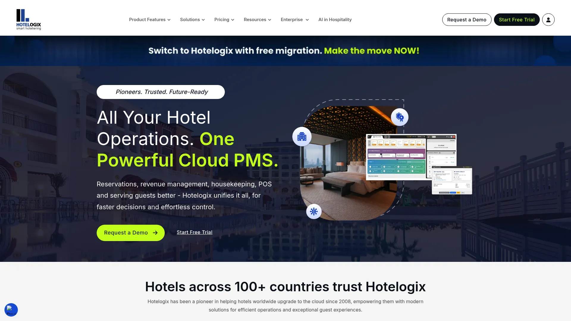 Hotelogix hotel management software homepage