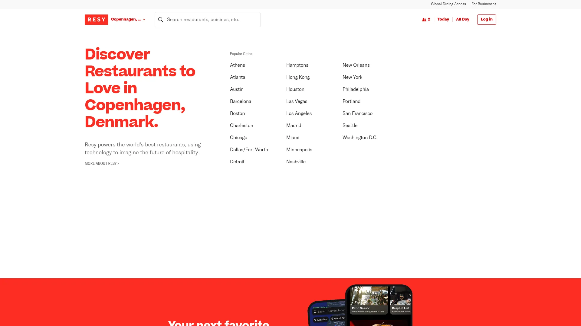 Resy reservations and hospitality platform interface