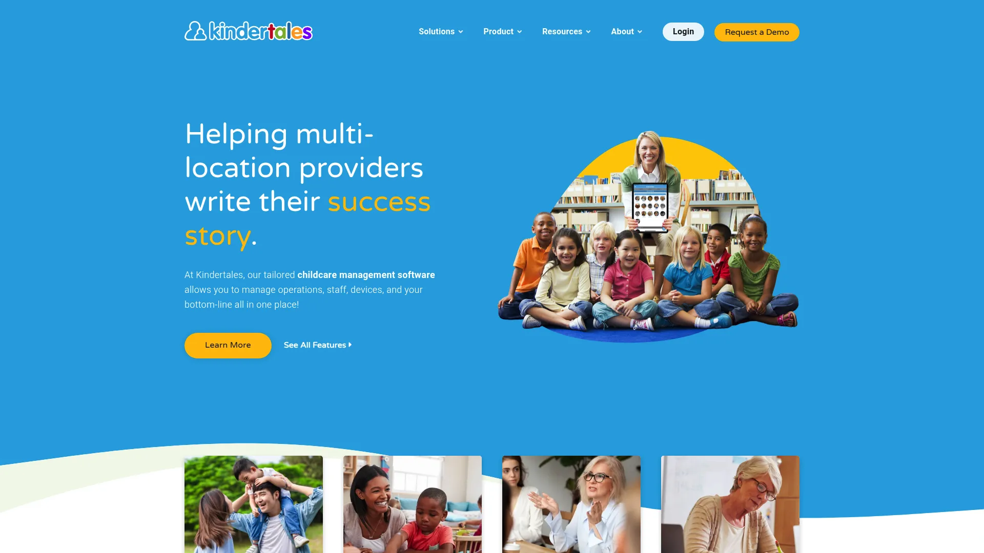 Kindertales childcare management software homepage