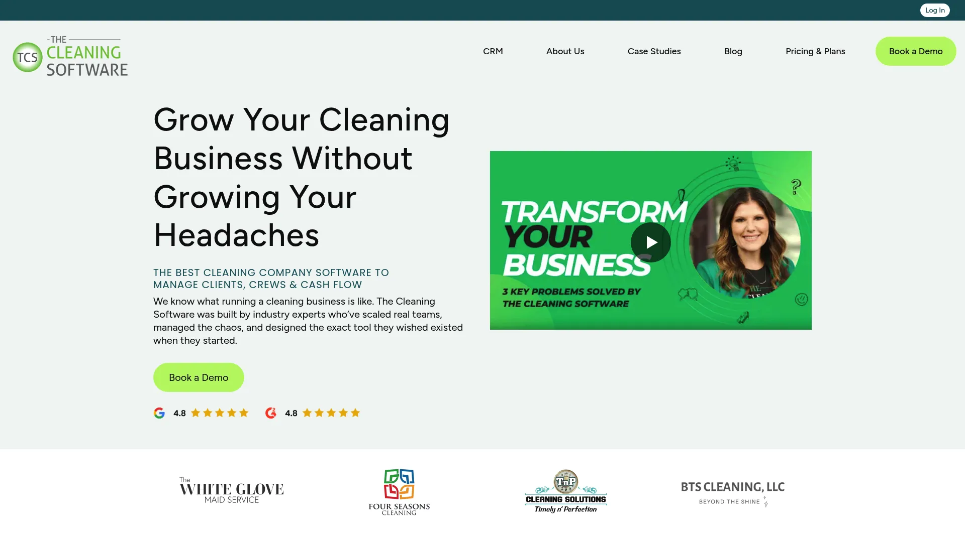 The Cleaning Software cleaning CRM homepage