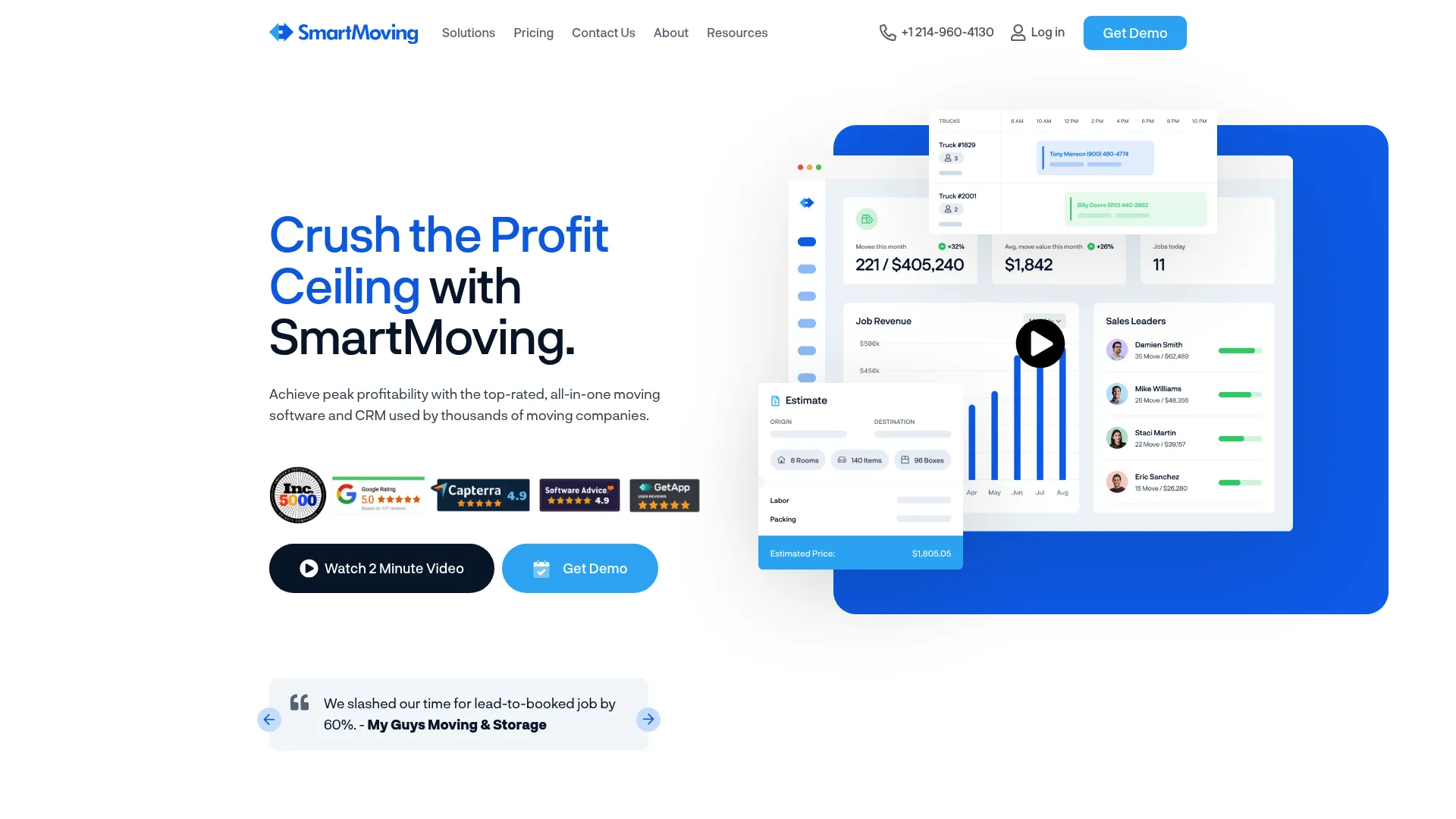 SmartMoving moving company software homepage
