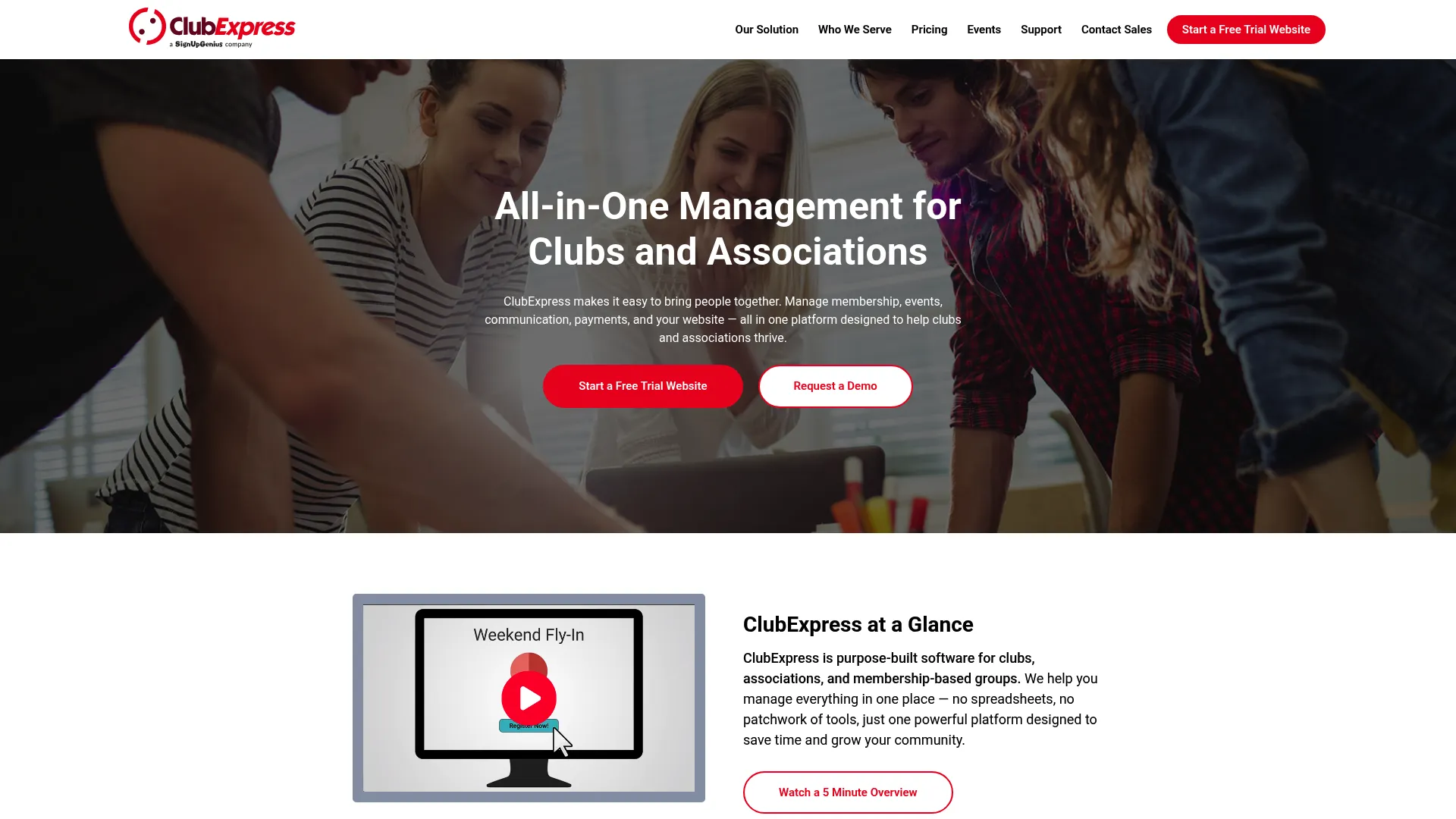 ClubExpress club and association management software homepage