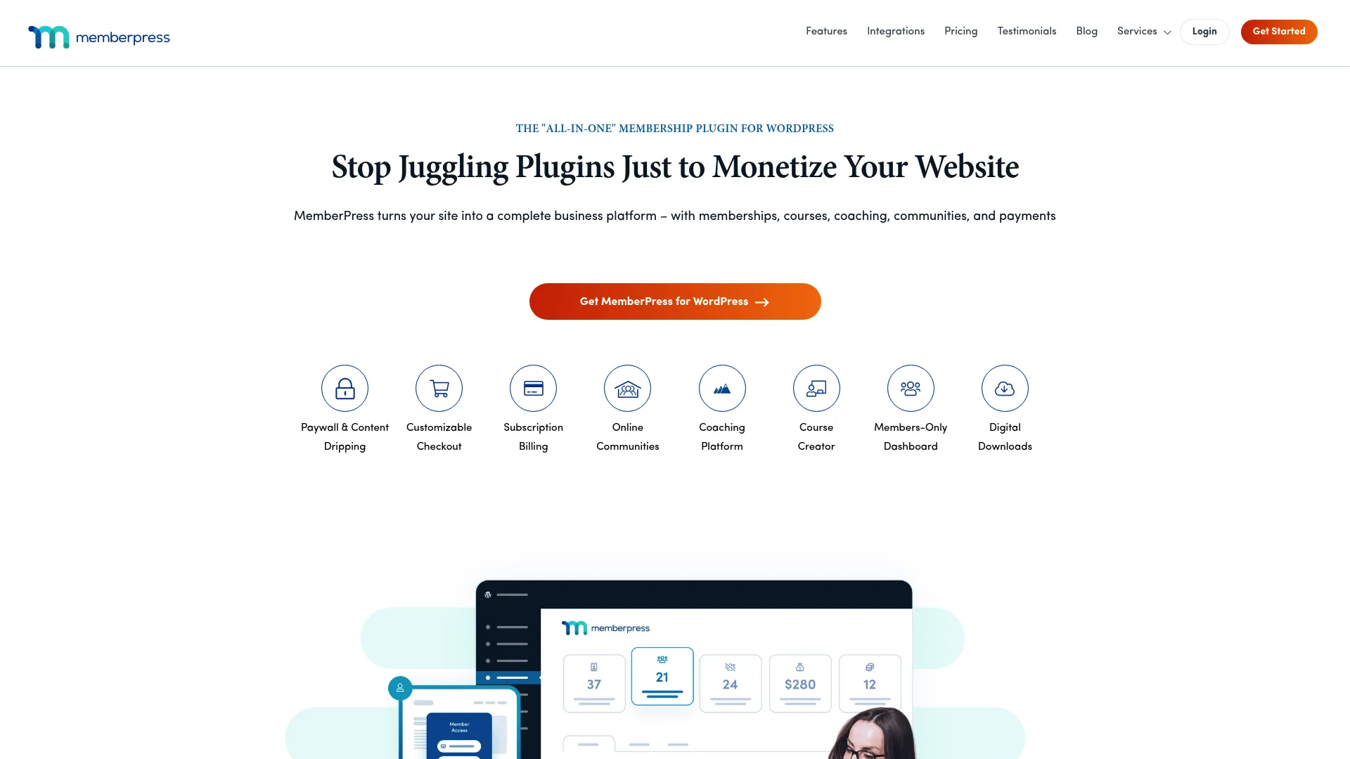 MemberPress WordPress membership plugin homepage
