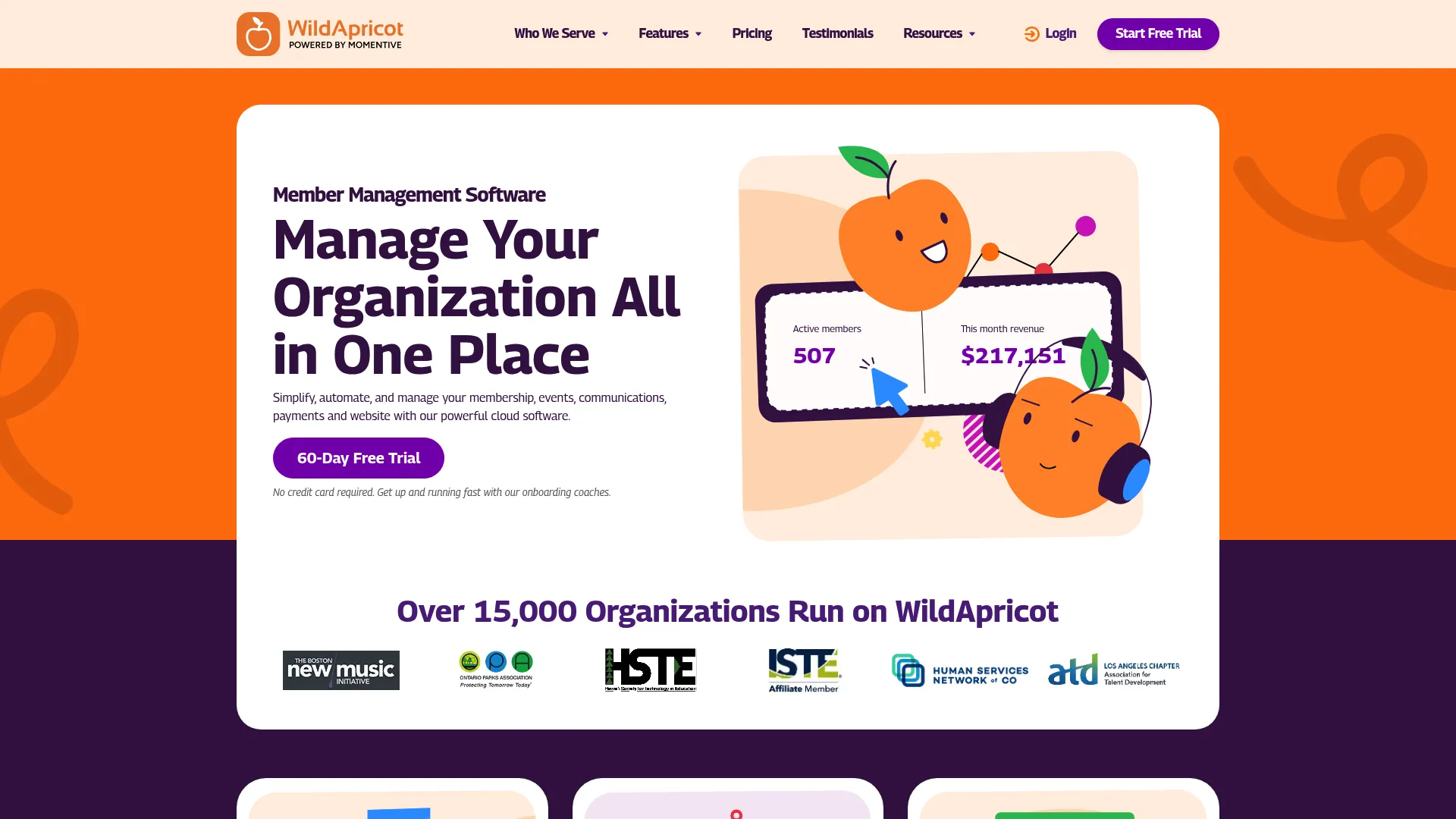 WildApricot membership management software homepage