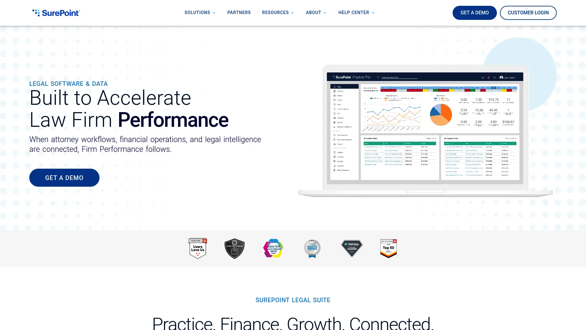 SurePoint legal software for mid-sized firms homepage