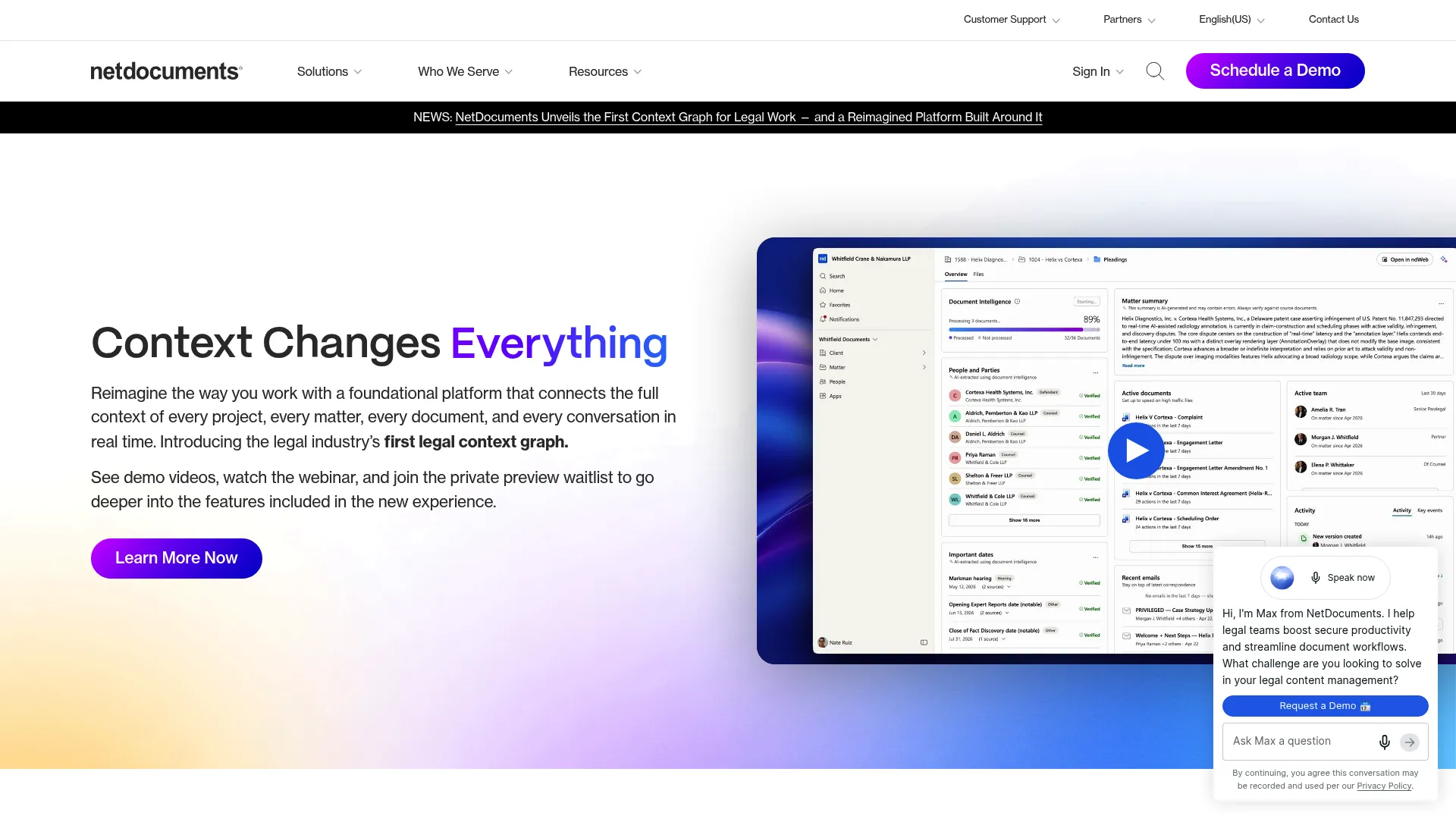 NetDocuments cloud document management for legal teams homepage