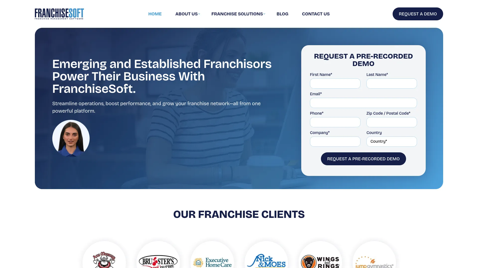 FranchiseSoft franchise management software homepage