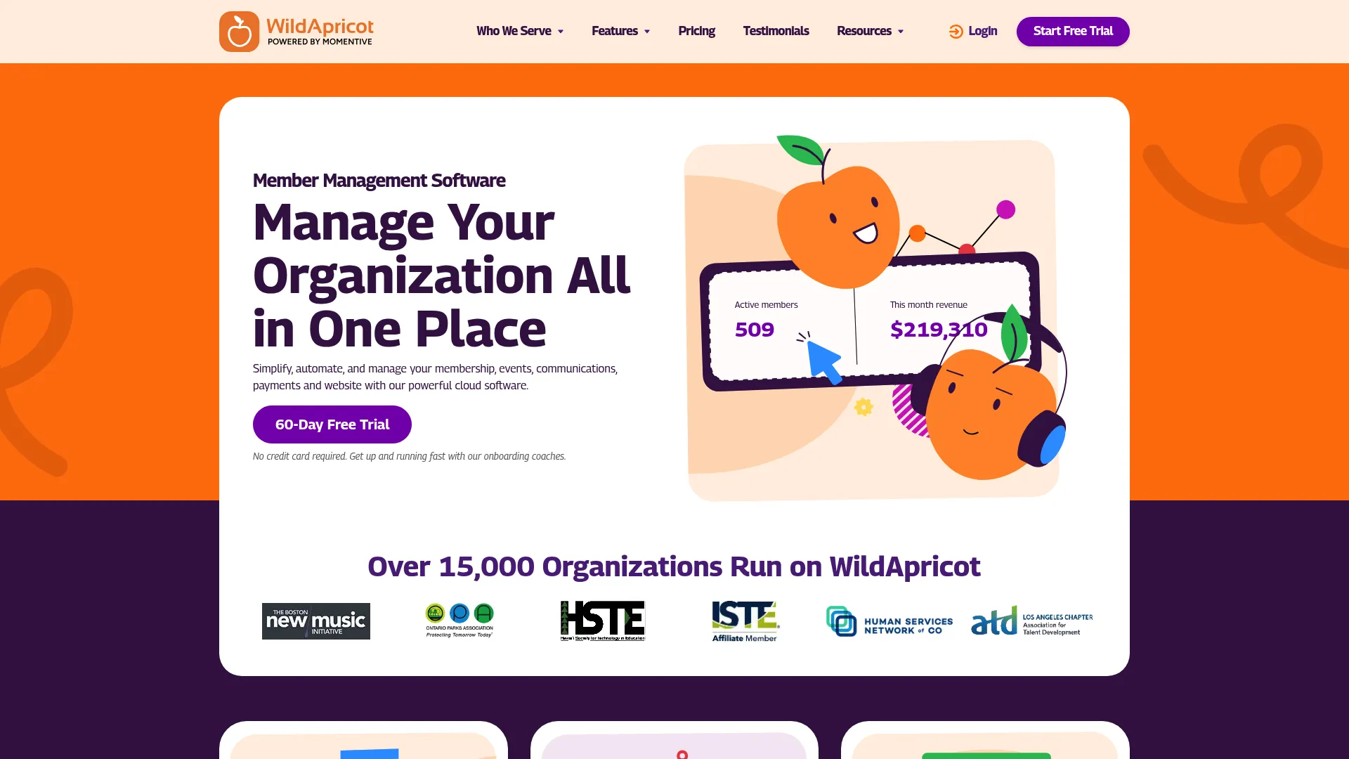 WildApricot membership management software homepage