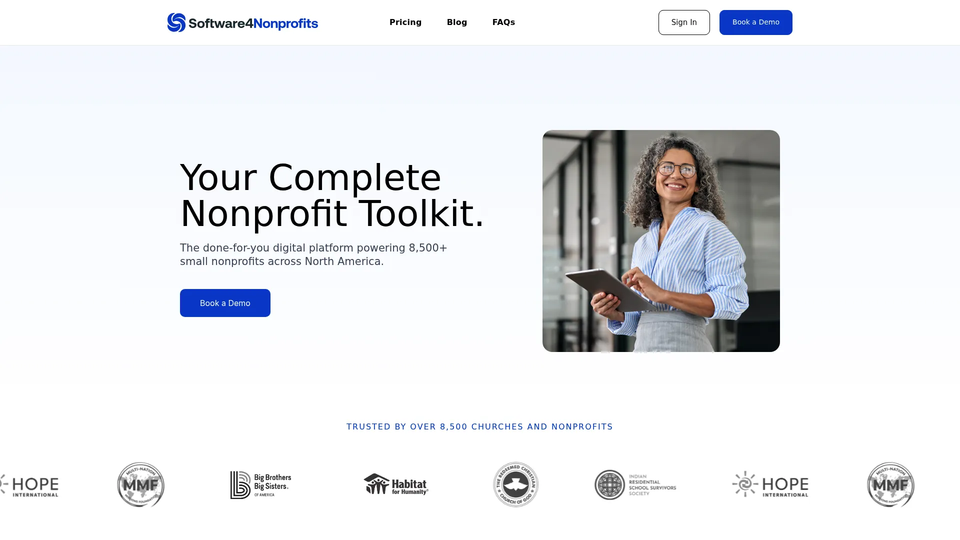 Software4Nonprofits donation management and fund accounting homepage