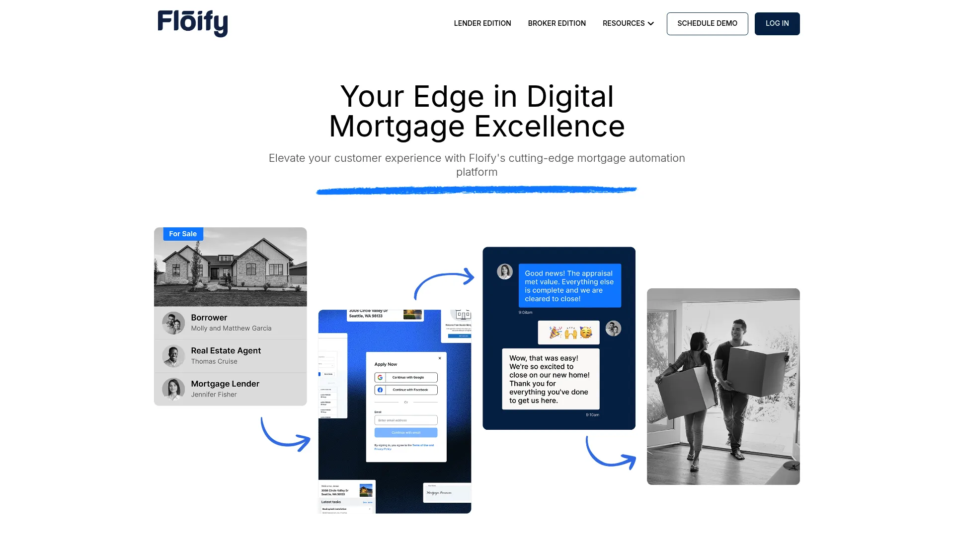 Floify digital mortgage point-of-sale platform homepage