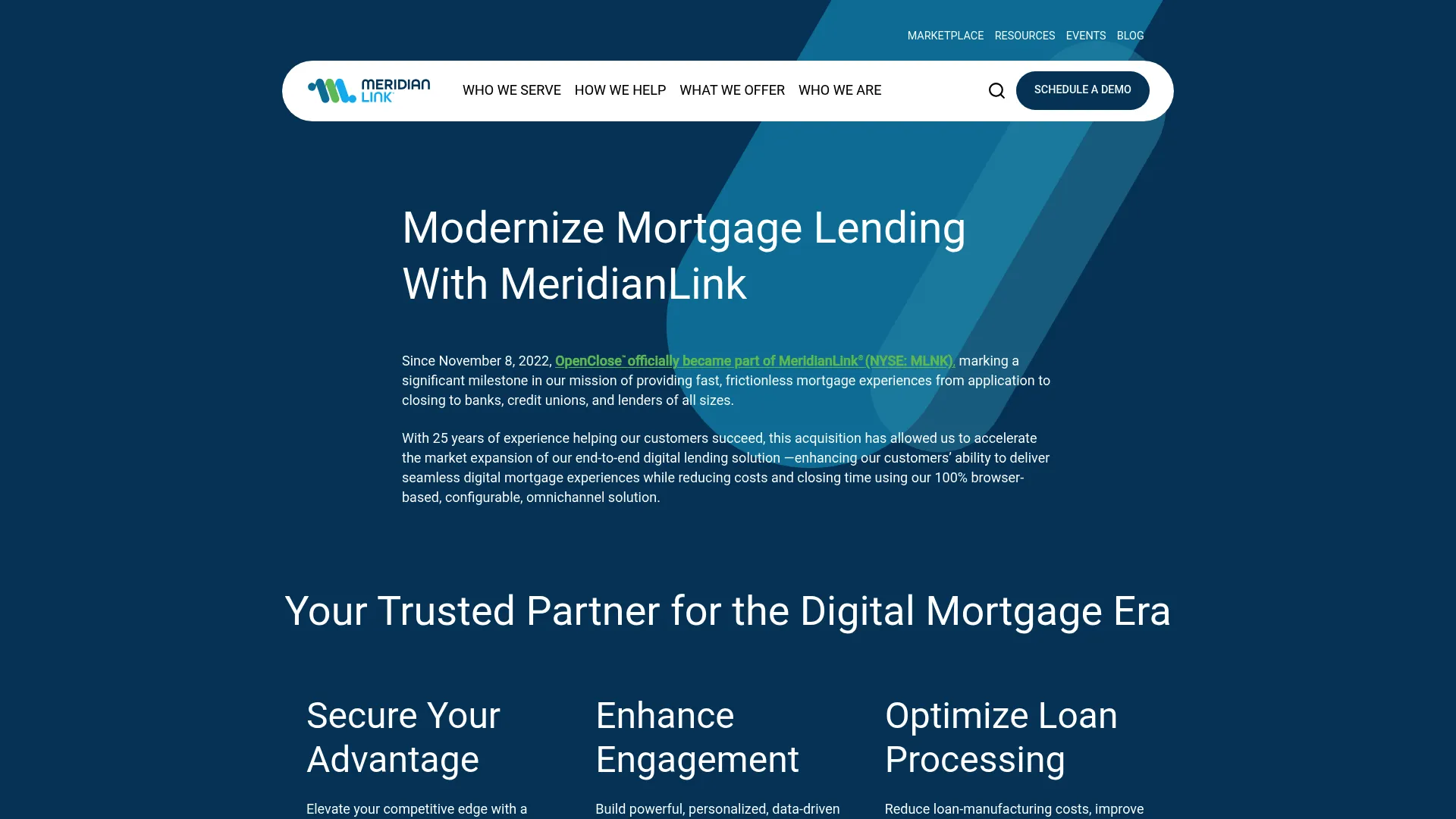 OpenClose mortgage lending software homepage