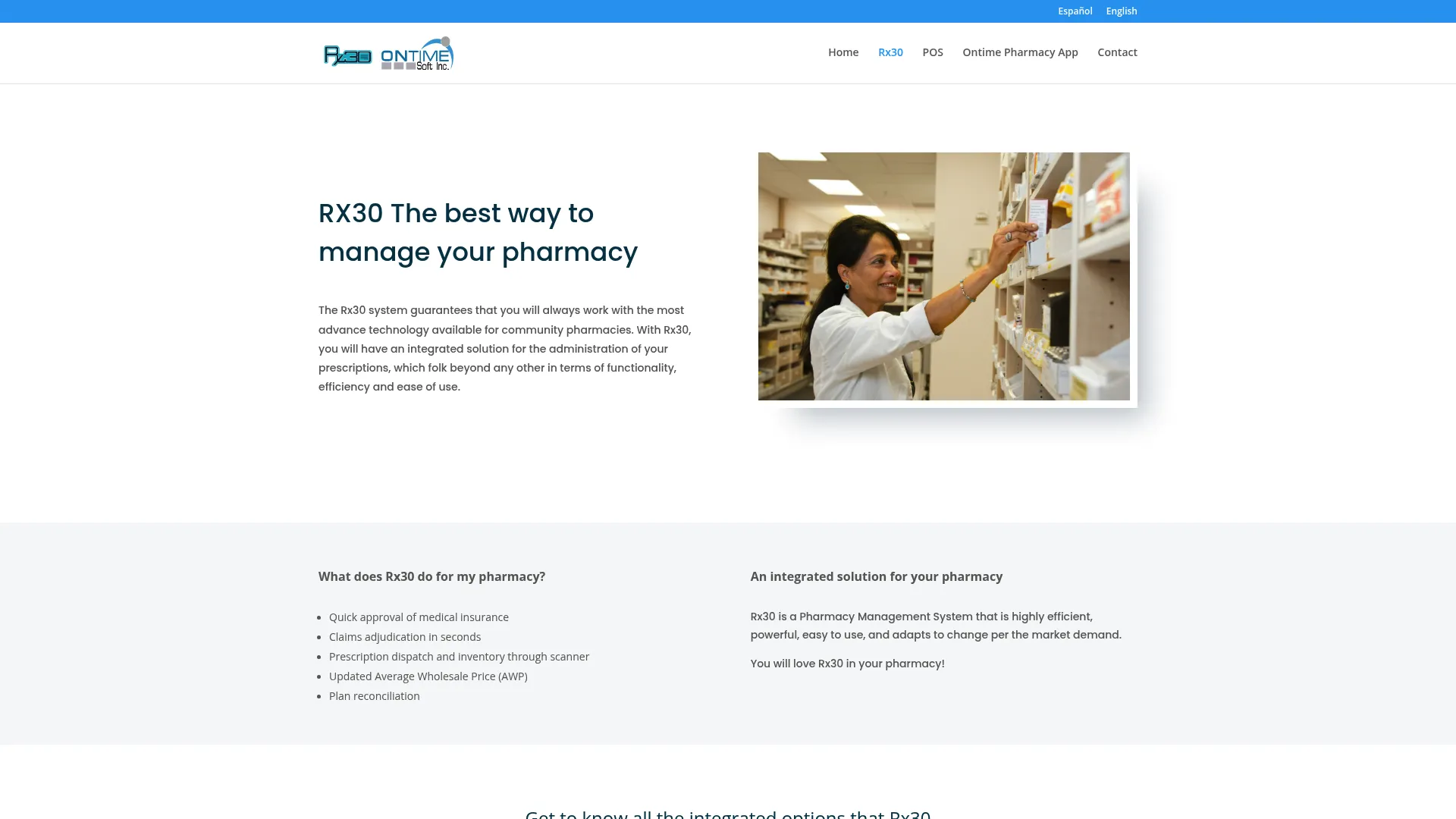 Rx30 pharmacy system interface