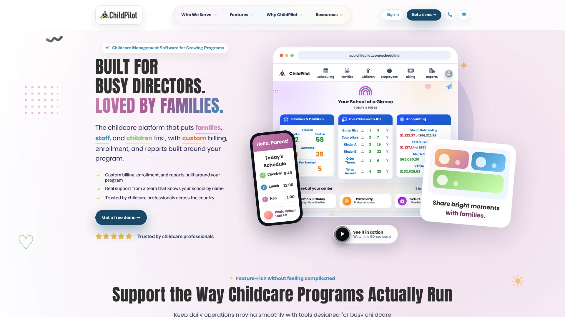 ChildPilot childcare management software homepage
