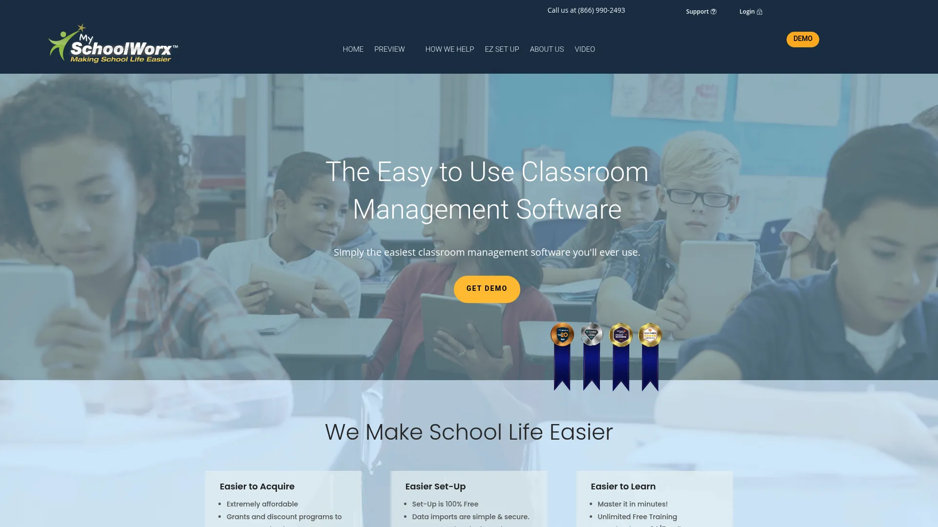 MySchoolWorx school management software homepage