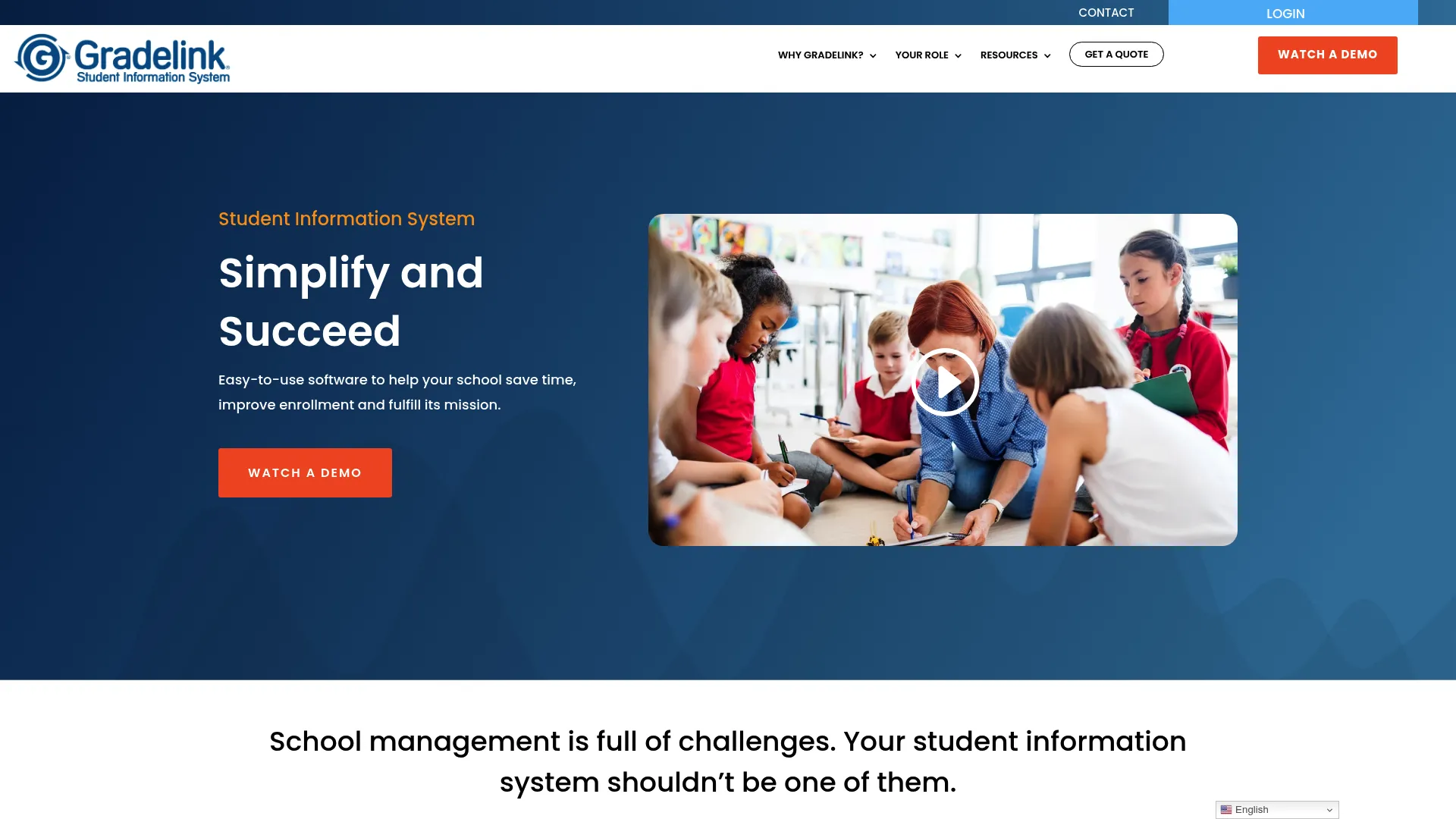 Gradelink all-in-one SIS homepage