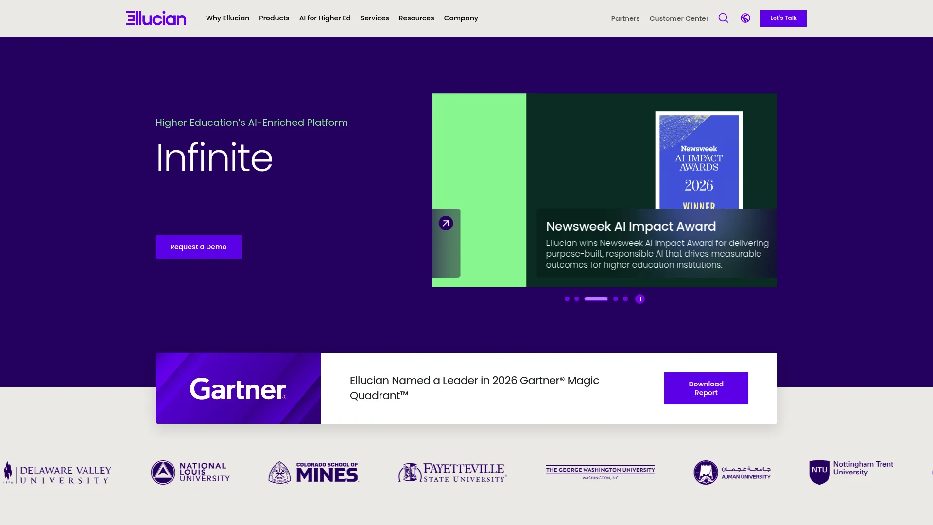 Ellucian Banner higher education ERP homepage