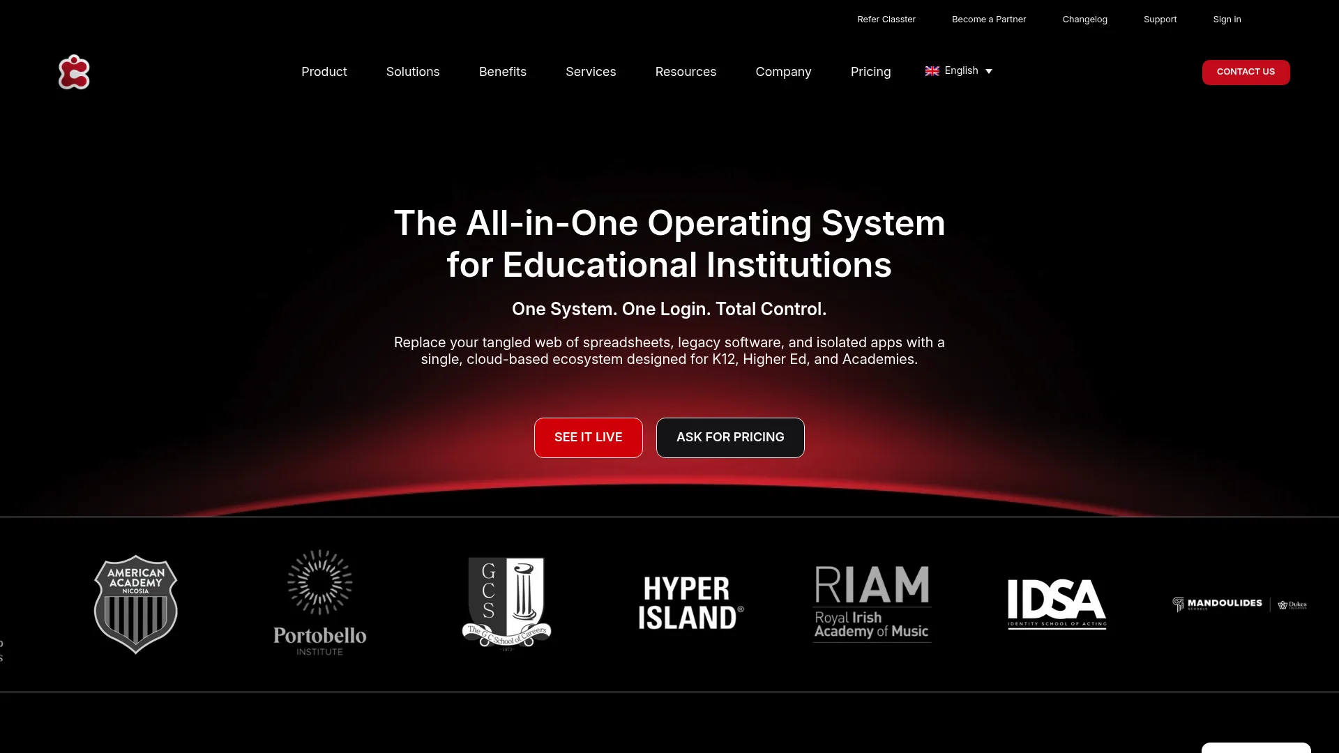 Classter all-in-one education management homepage