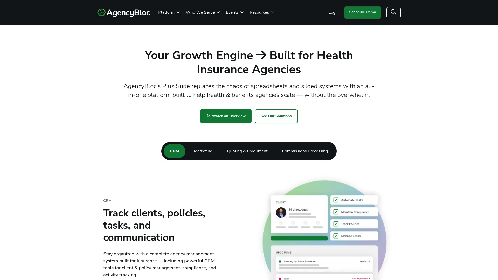 AgencyBloc insurance agency management platform