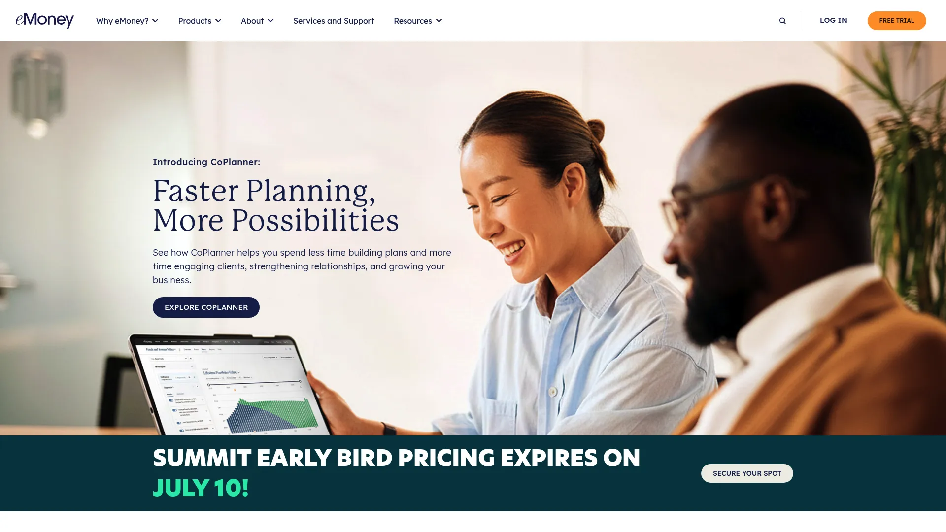 eMoney Advisor homepage