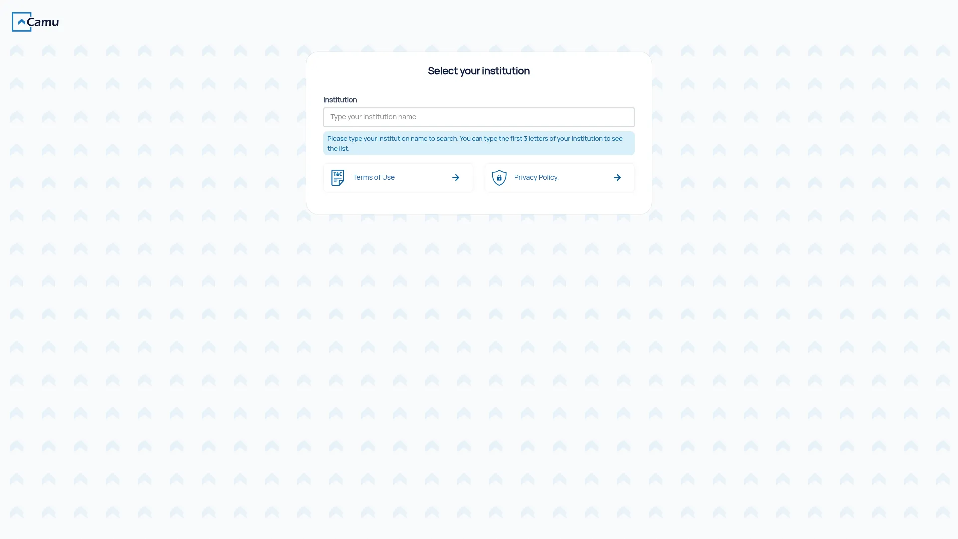 Camu homepage screenshot