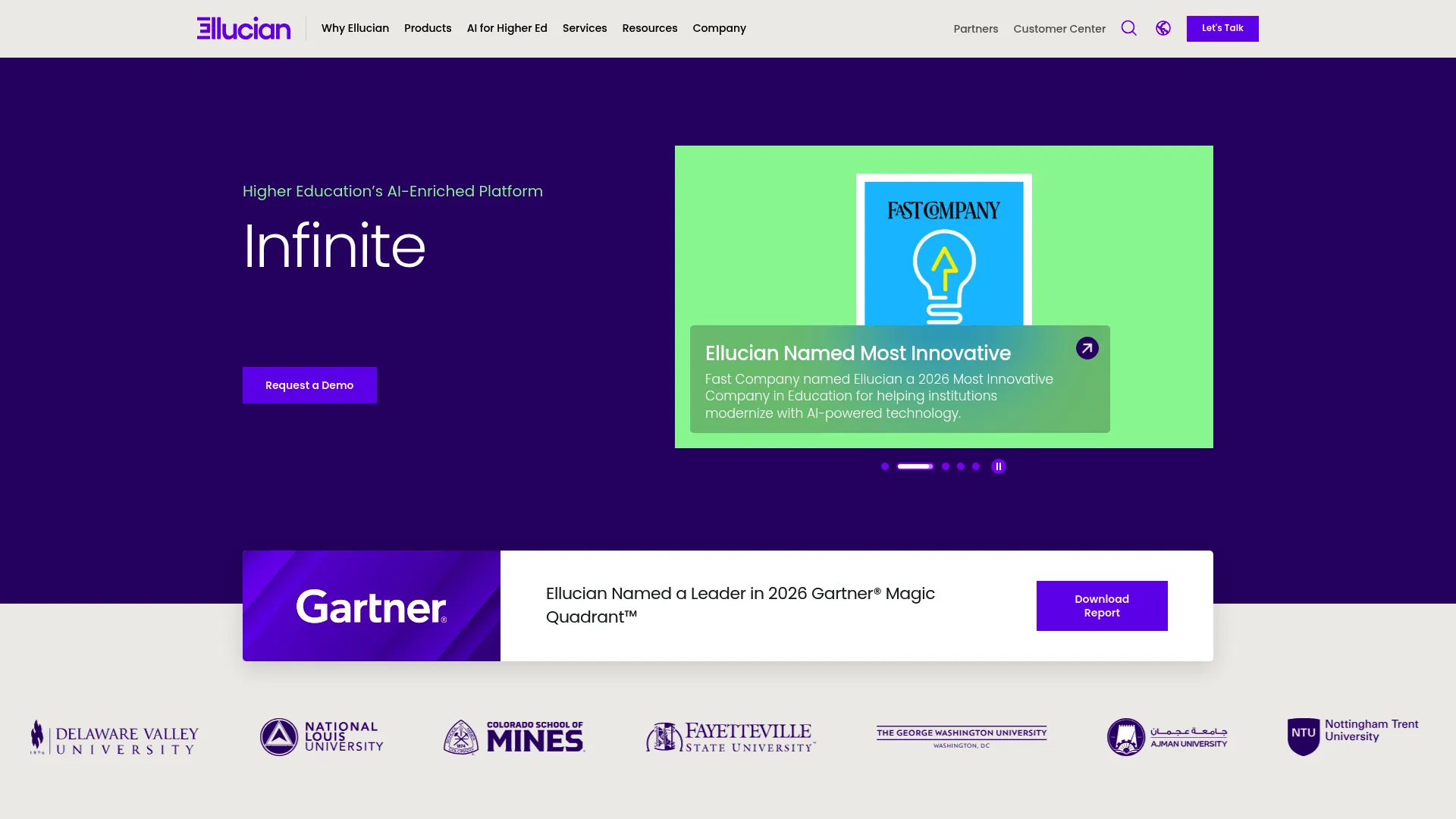 Ellucian Student homepage screenshot