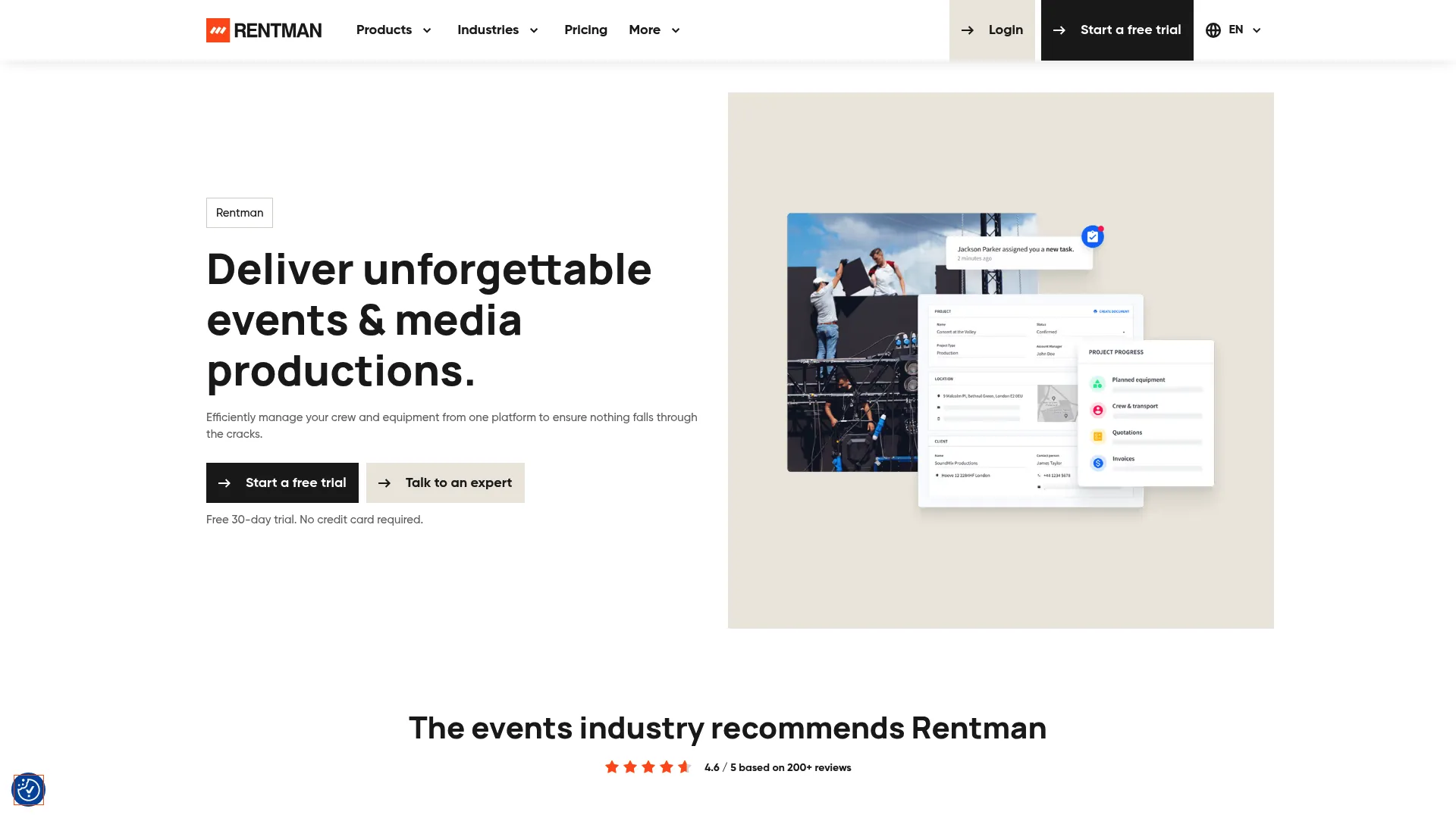 Rentman rental management software