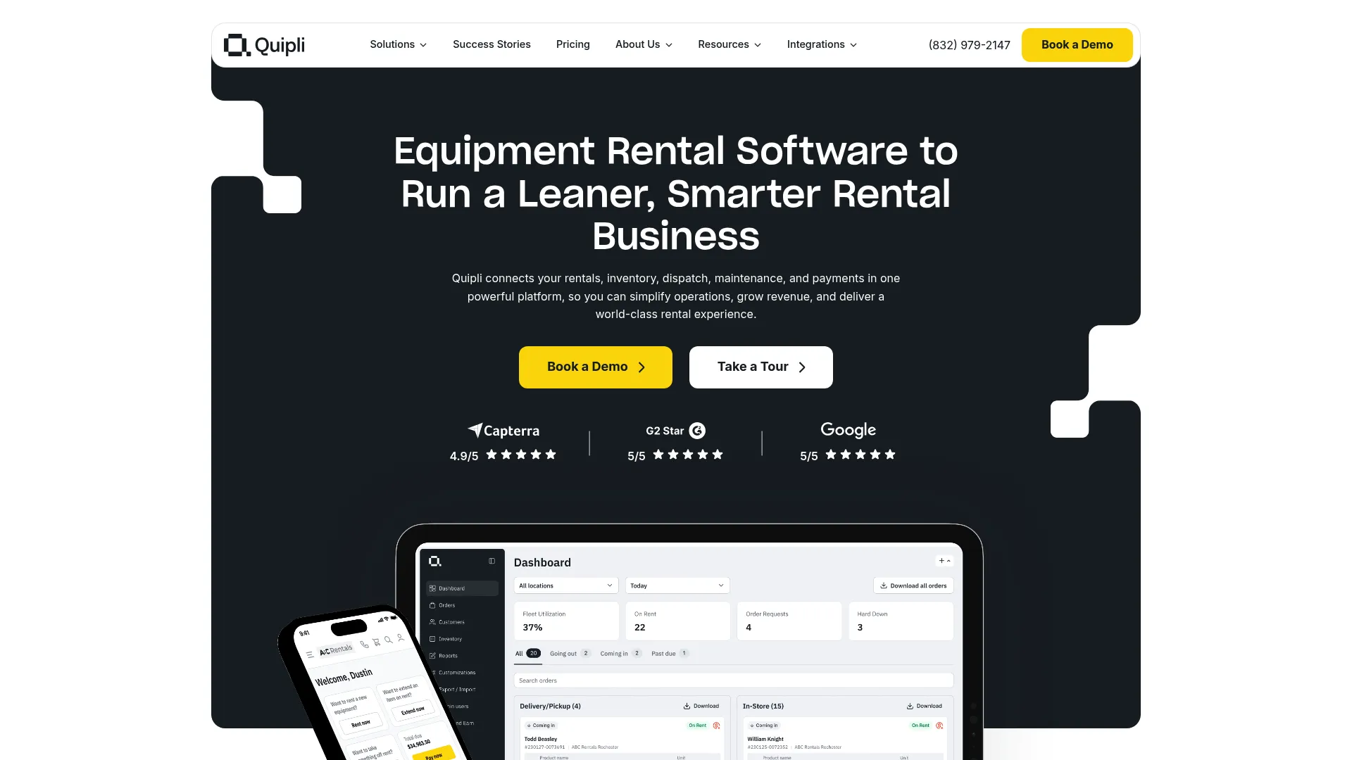 Quipli all-in-one equipment rental software