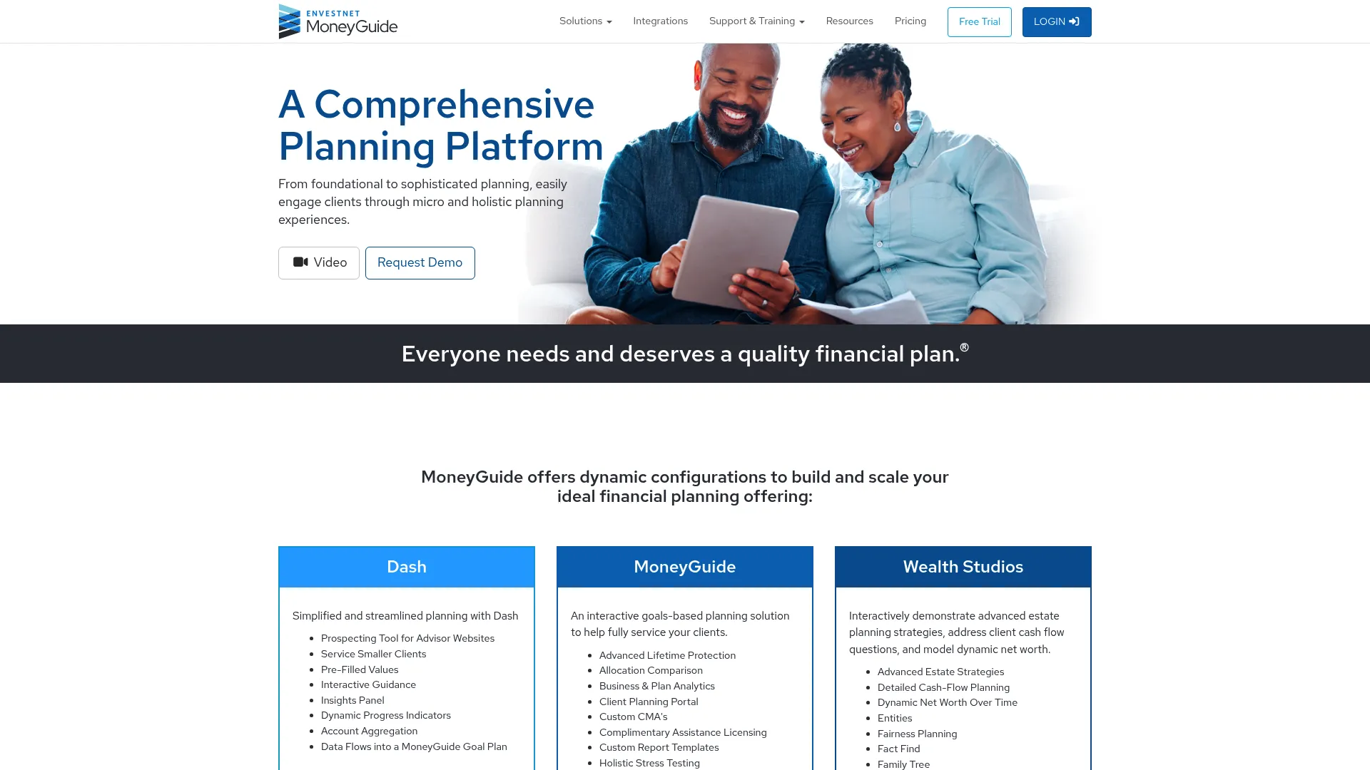 Envestnet MoneyGuide homepage
