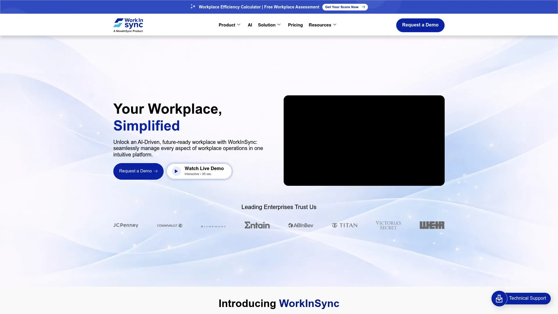 WorkInSync workplace management software homepage