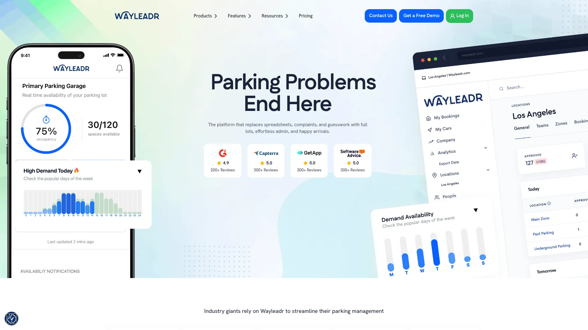 Wayleadr arrival and parking management software homepage