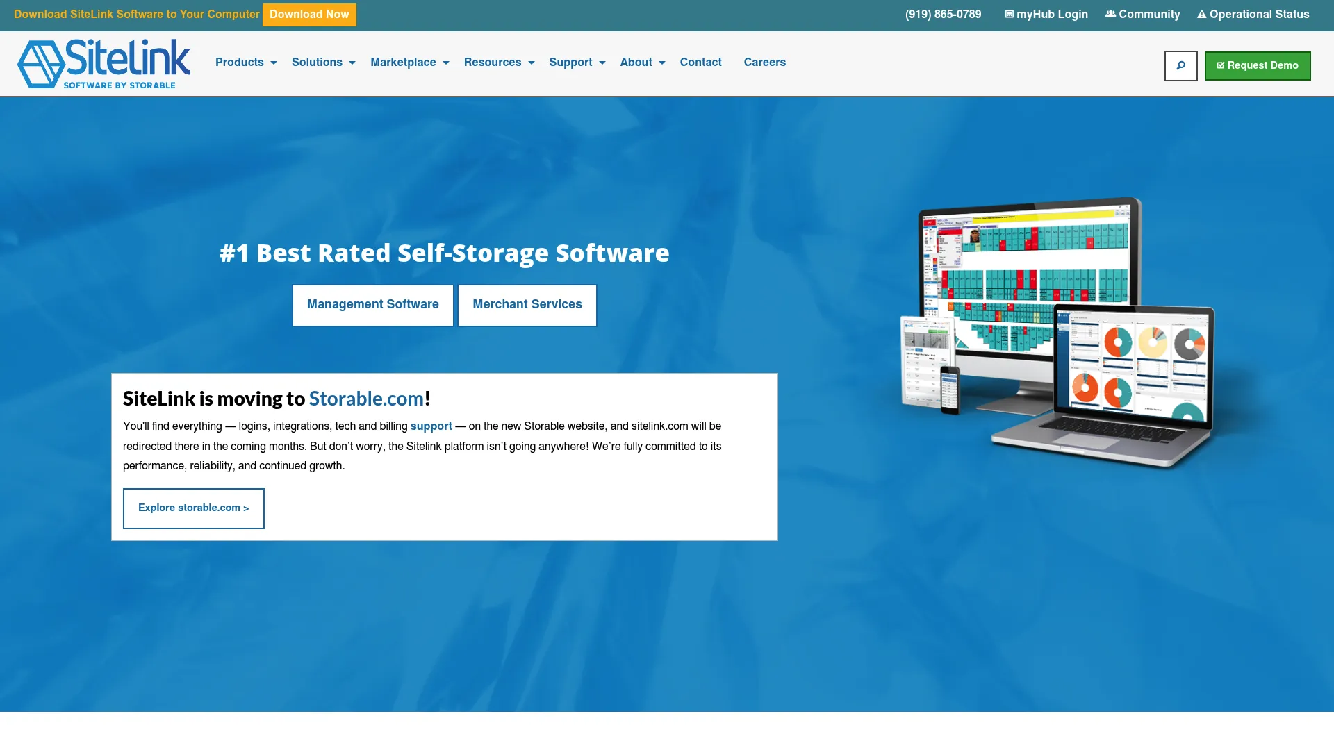 SiteLink self storage management software homepage