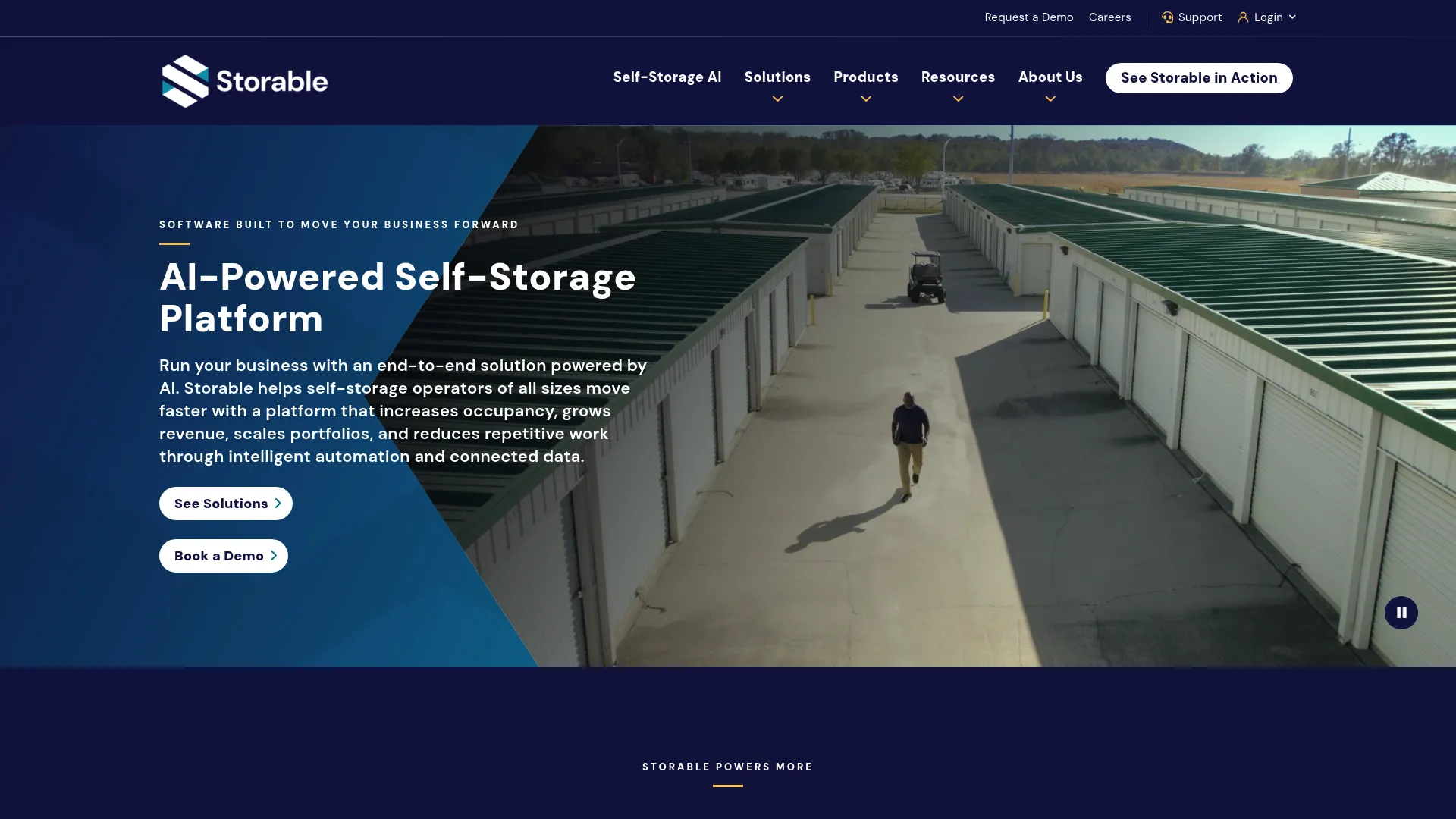 Storable self storage software platform homepage