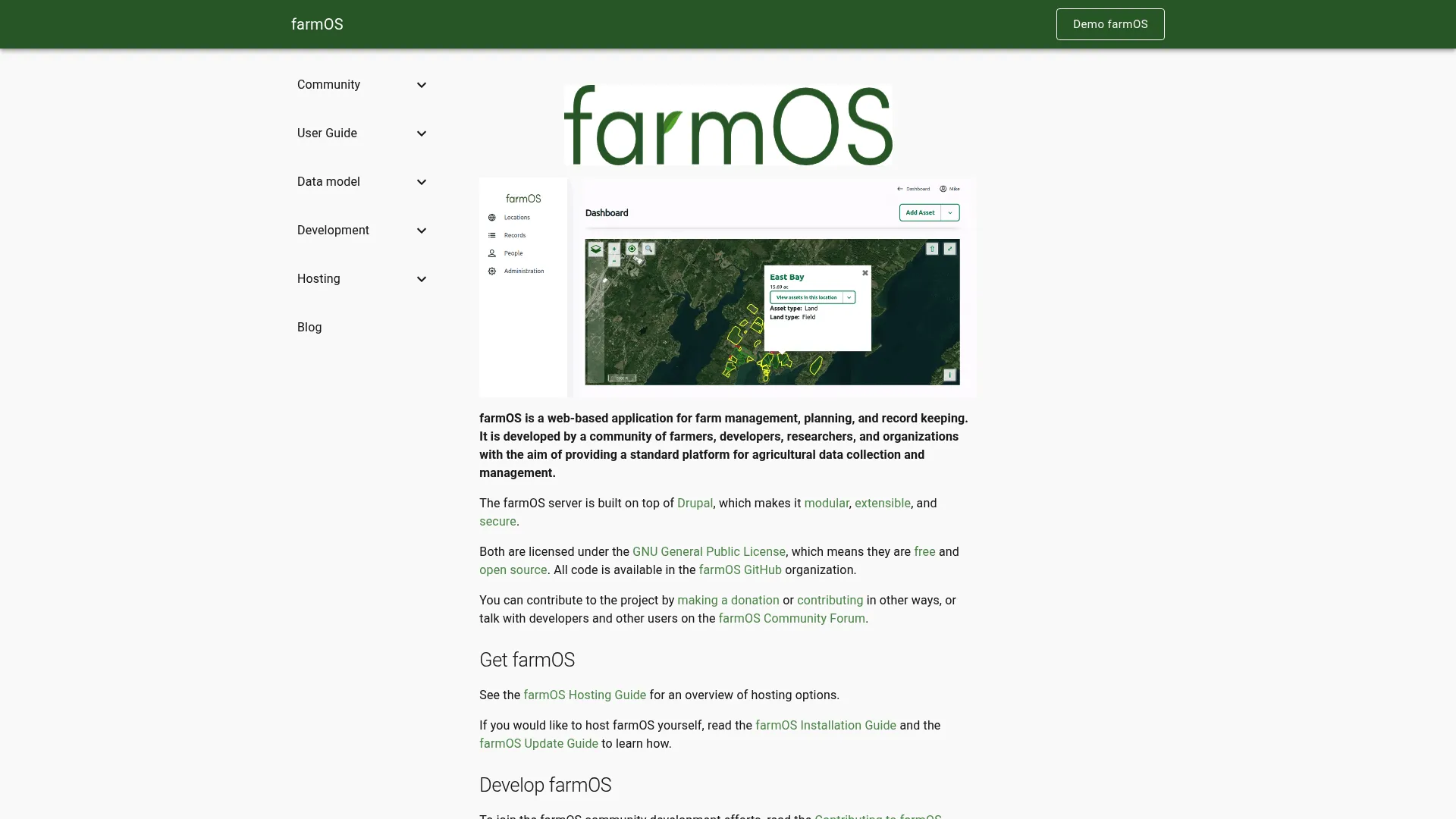 farmOS open-source farm management software interface