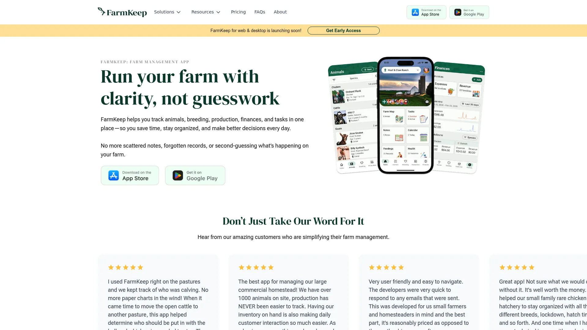 FarmKeep farm management app showing livestock and task records