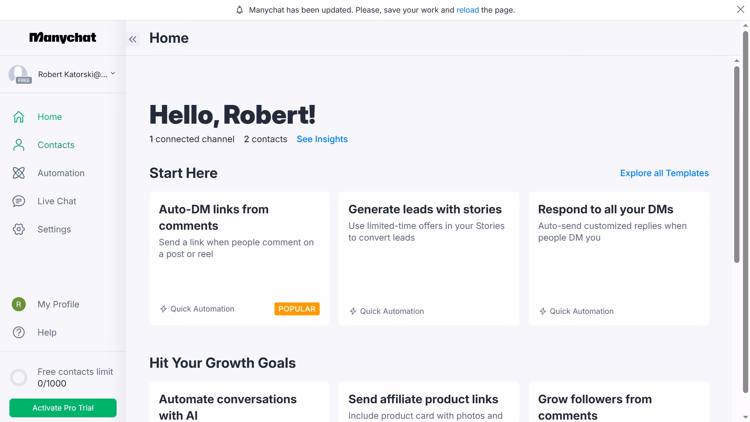 How to filter contacts by automation status in Manychat