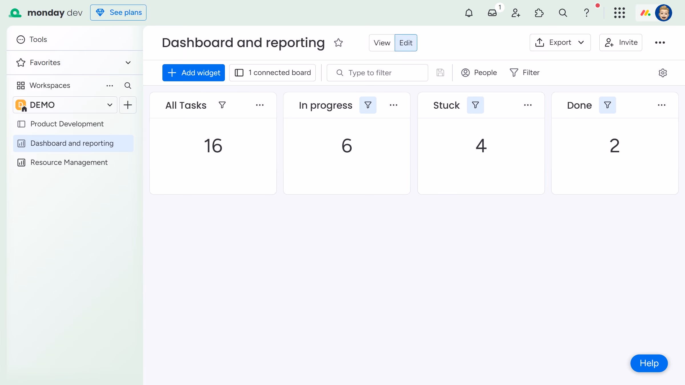 How to add a Chart Widget to a dashboard in Monday.com