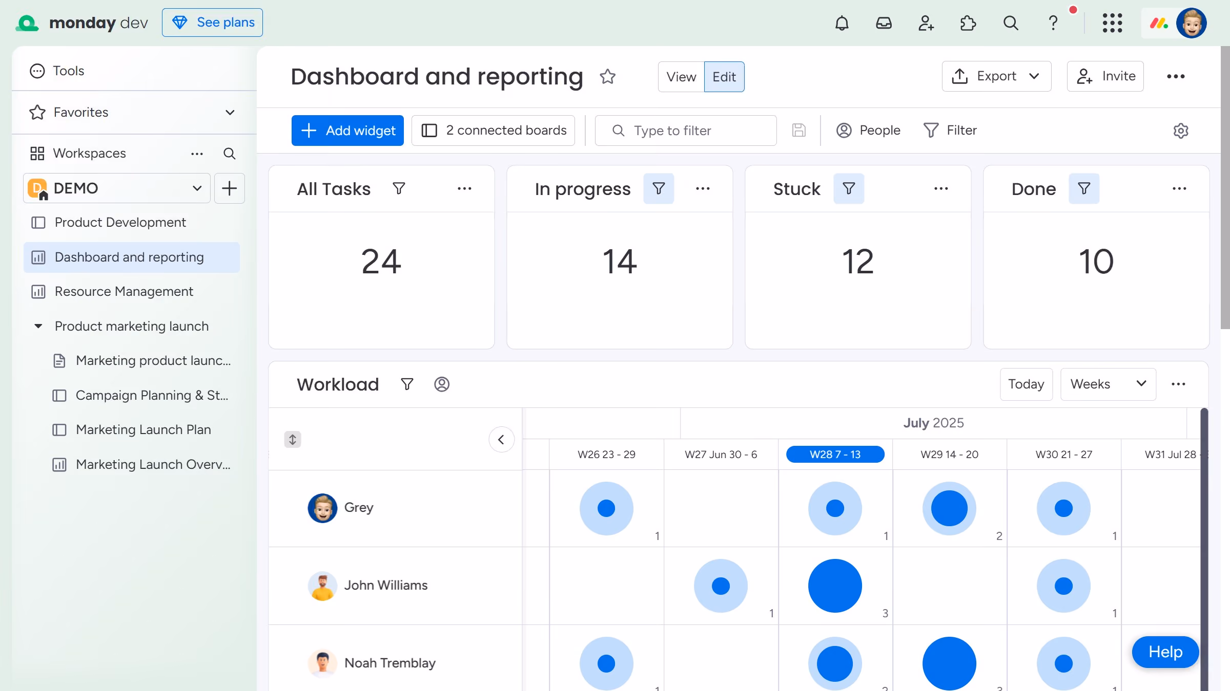 How to delete a widget from a dashboard in Monday.com
