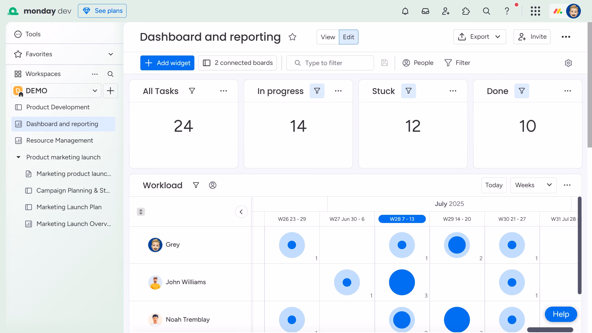 How to move a widget within a dashboard in Monday.com