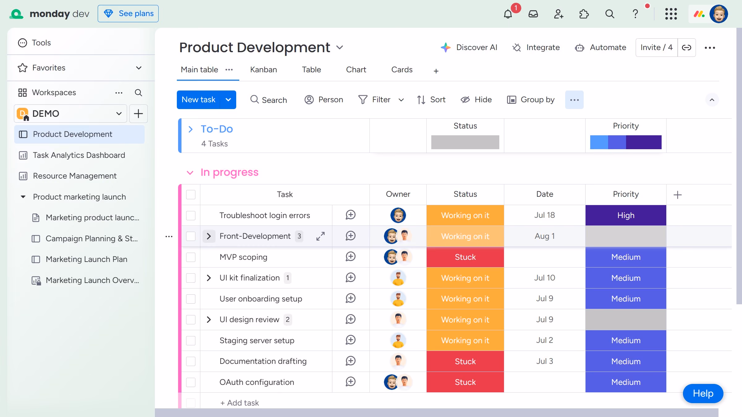 How to get a visual overview of subitem data in Monday.com